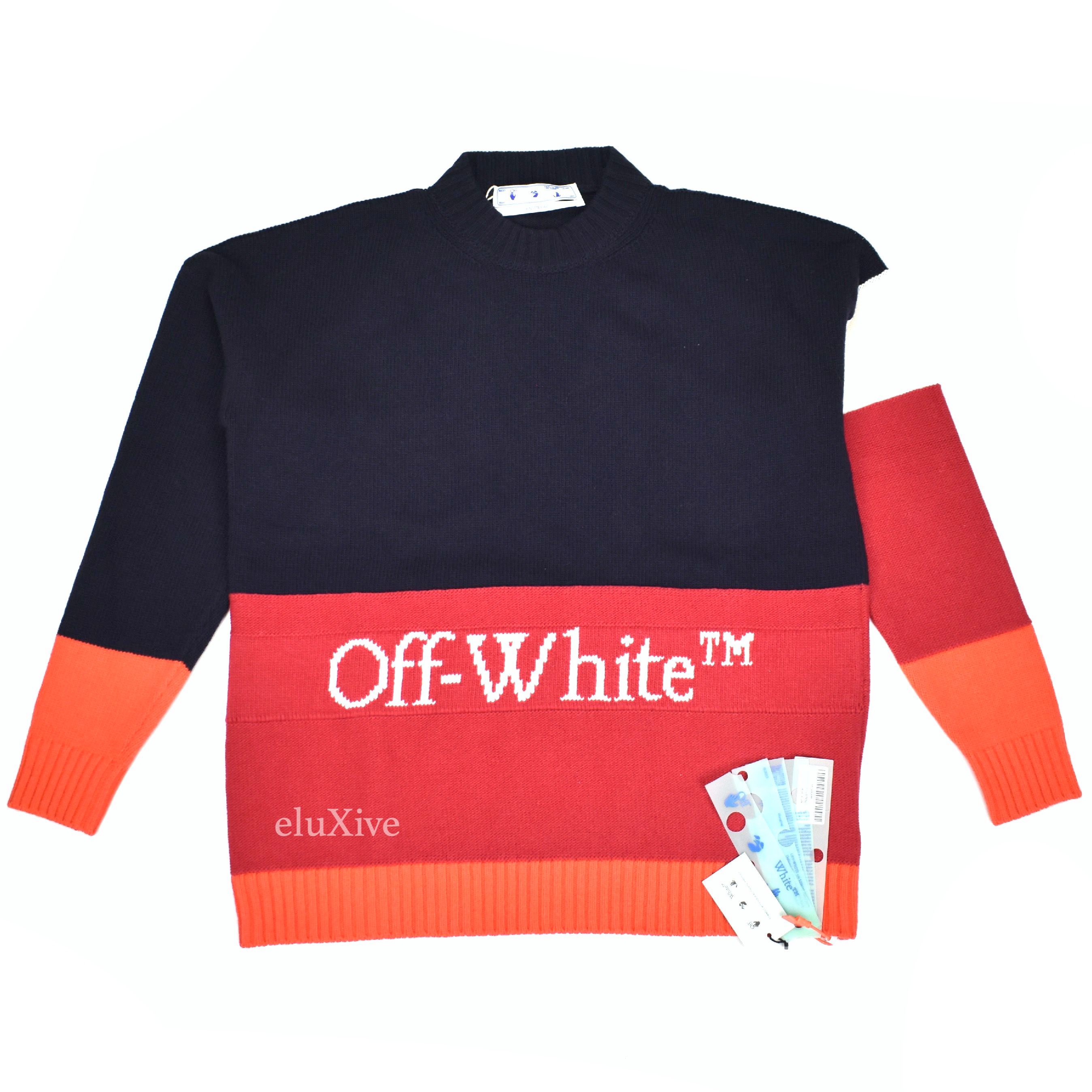 OFF-WHITE Color Block Logo Sweater Black/Yellow Men's - FW20 - US