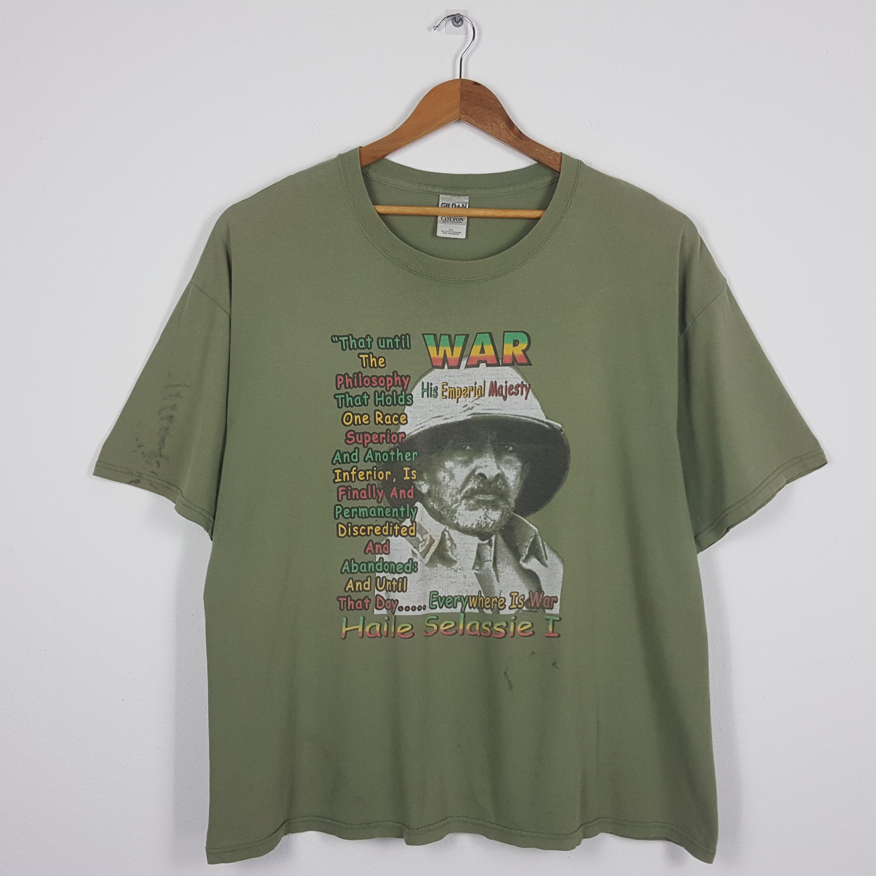 Rap Tees × Vintage Vintage HAILE SELASSIE I Emperor of Ethiopia about WAR Tees Size US XXL / EU 58 / 5 - 1 Thumbnail