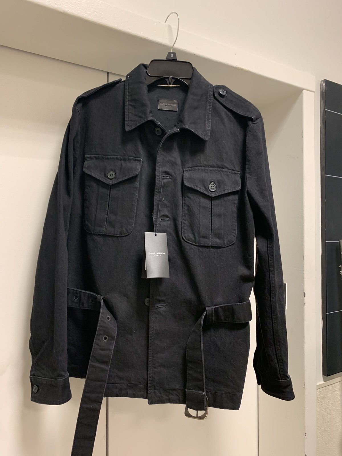 Saint Laurent Paris Black Multi Pocket Outerwear with Belt Size US M / EU 48-50 / 2 - 14 Thumbnail