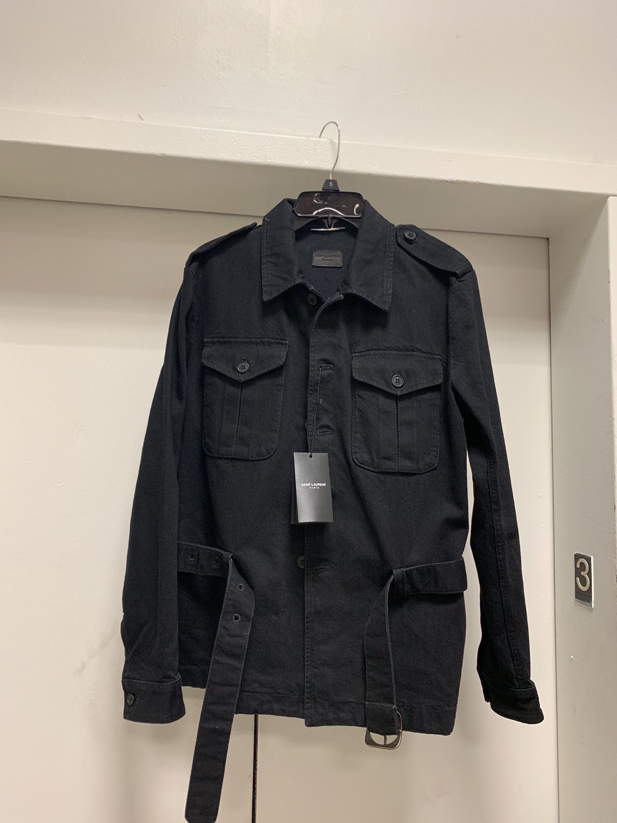 Saint Laurent Paris Black Multi Pocket Outerwear with Belt Size US M / EU 48-50 / 2 - 2 Thumbnail