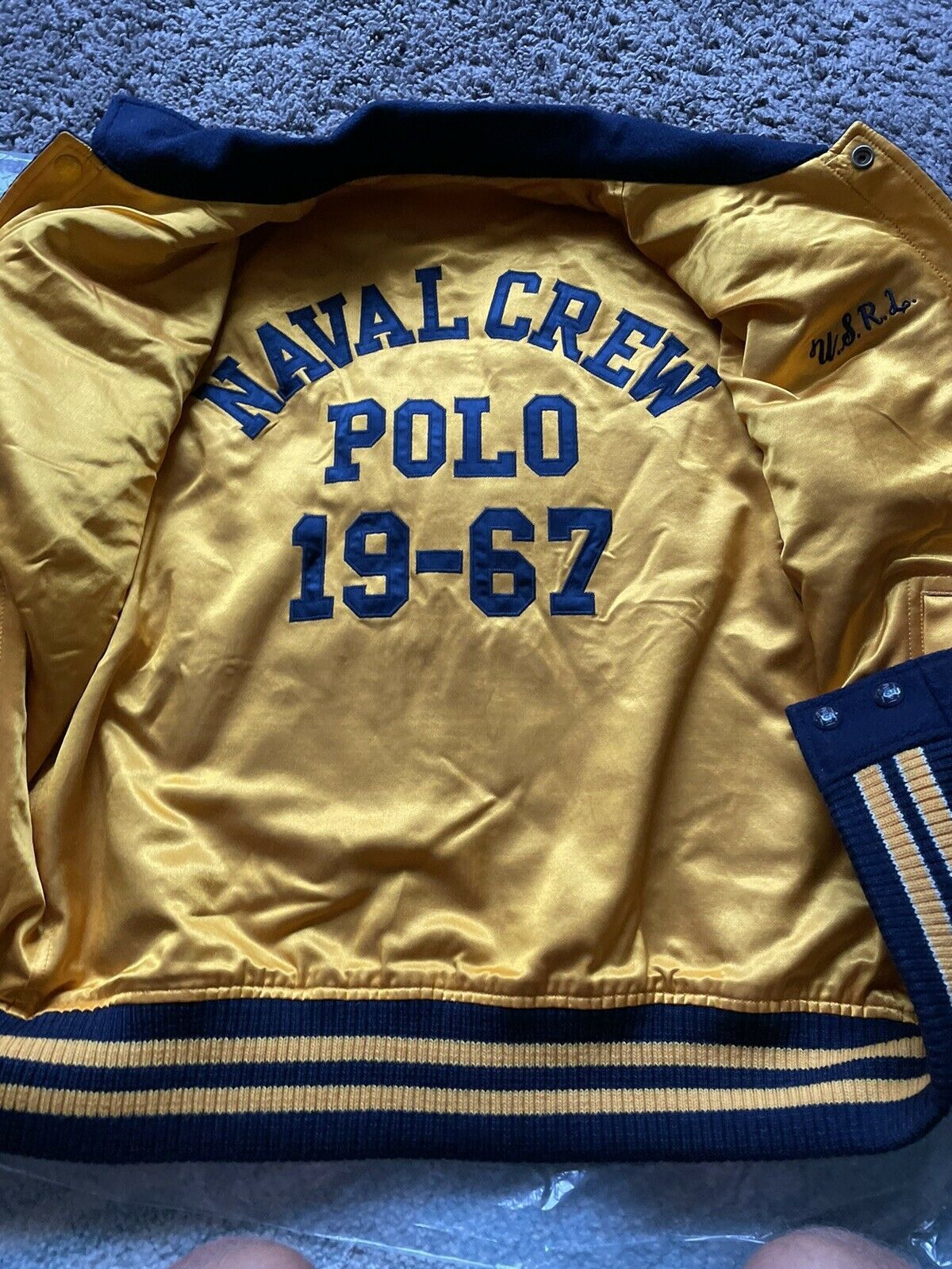 image of Polo Ralph Laurent Reversible Letterman Jacket Size Xl, Men's
