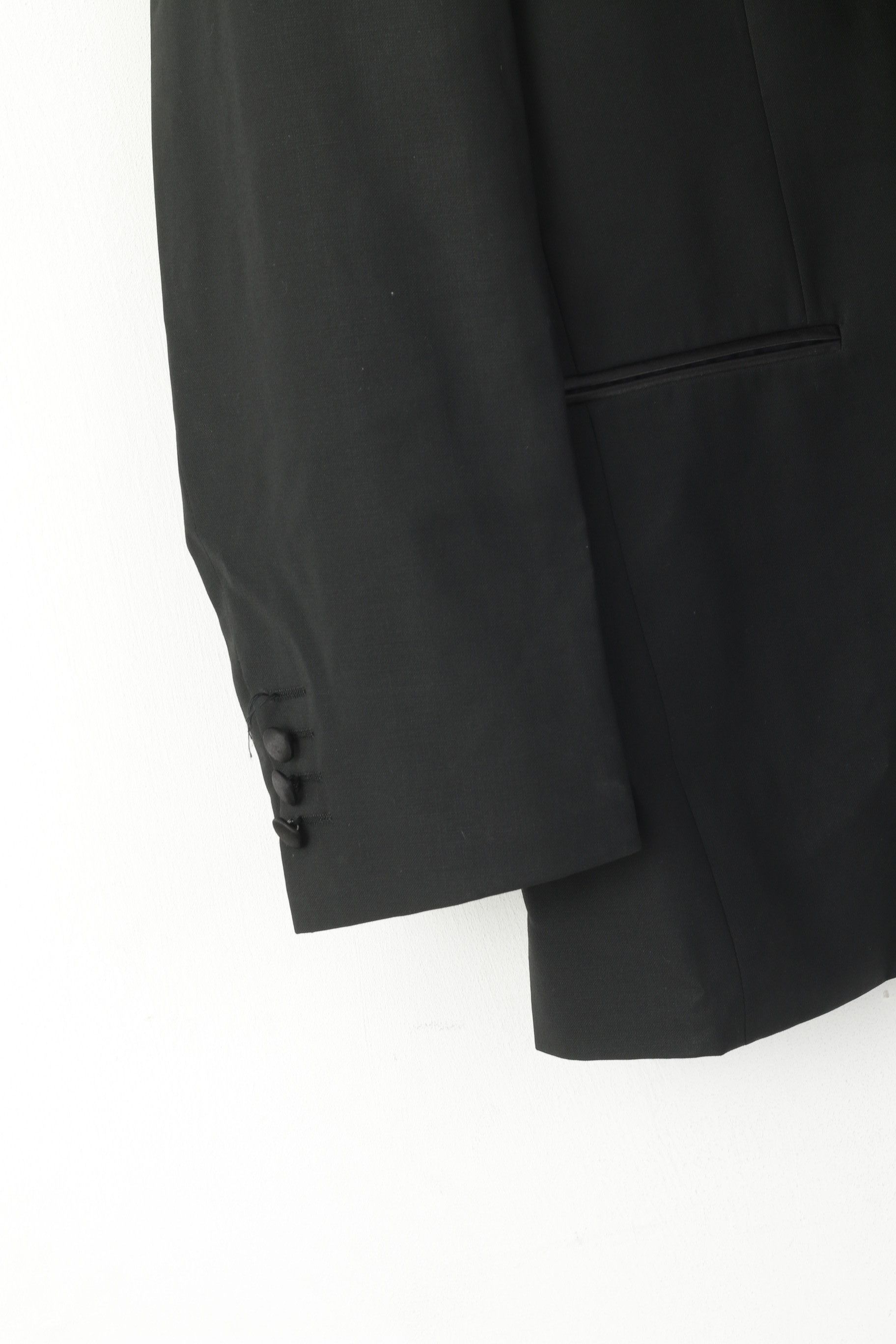Vintage Piet Zoomers Men 25 40 Blazer Black Single Breasted 6134 Size 40R - 3 Thumbnail