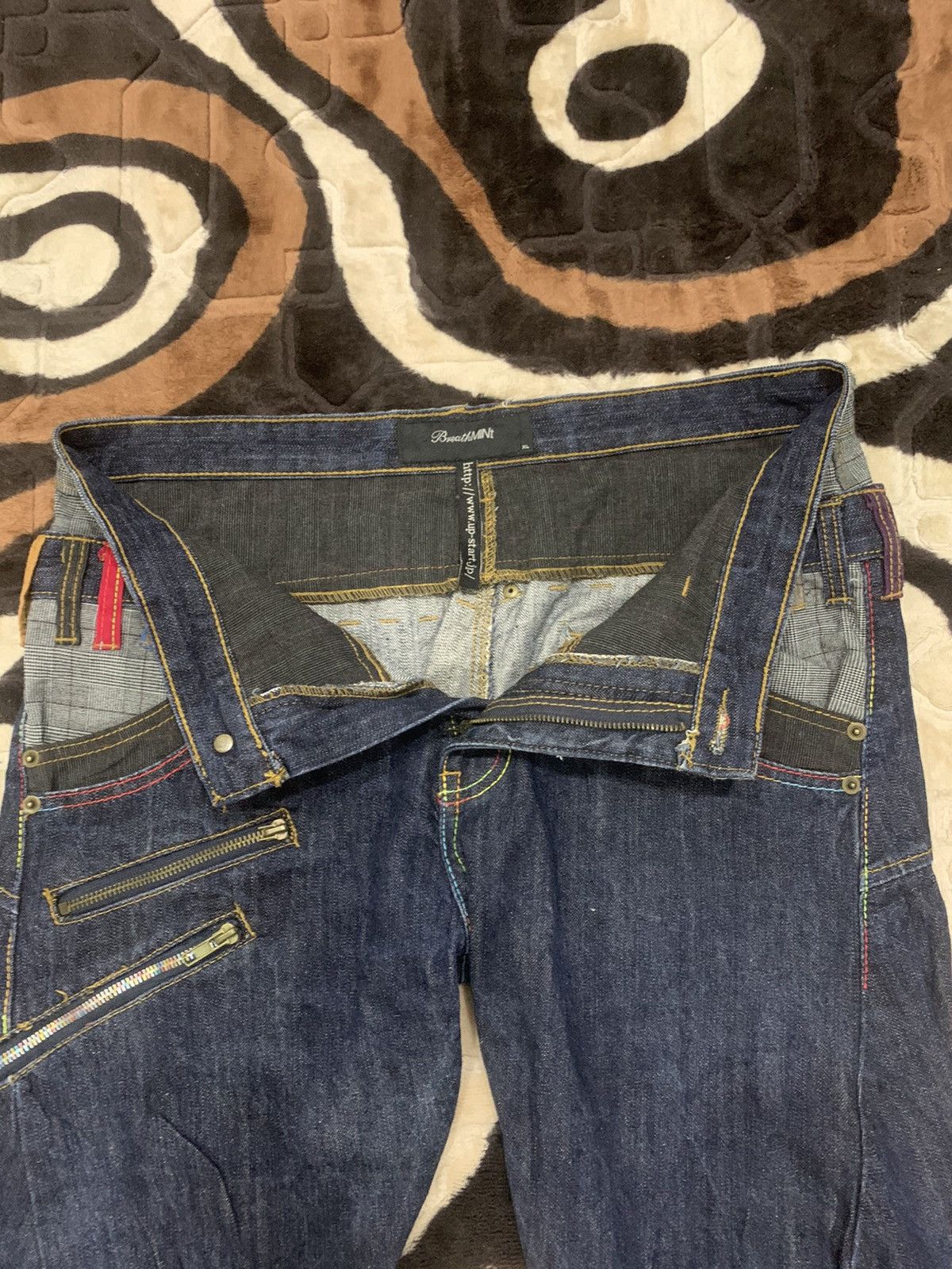 Designer × Japanese Brand × Seditionaries BREATH MINT Glen Plaid Double Waist Multipocket Denim Jeans Size US 33 - 15 Thumbnail