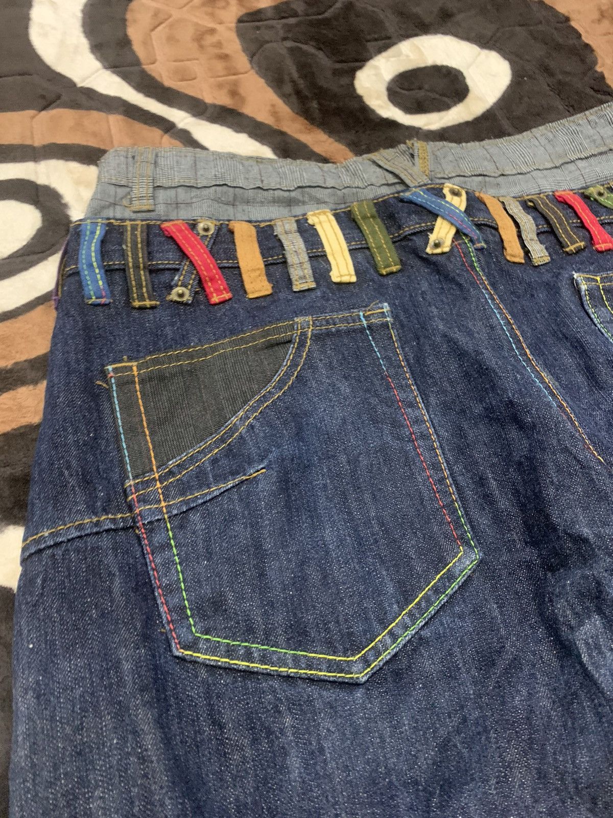 Designer × Japanese Brand × Seditionaries BREATH MINT Glen Plaid Double Waist Multipocket Denim Jeans Size US 33 - 13 Thumbnail