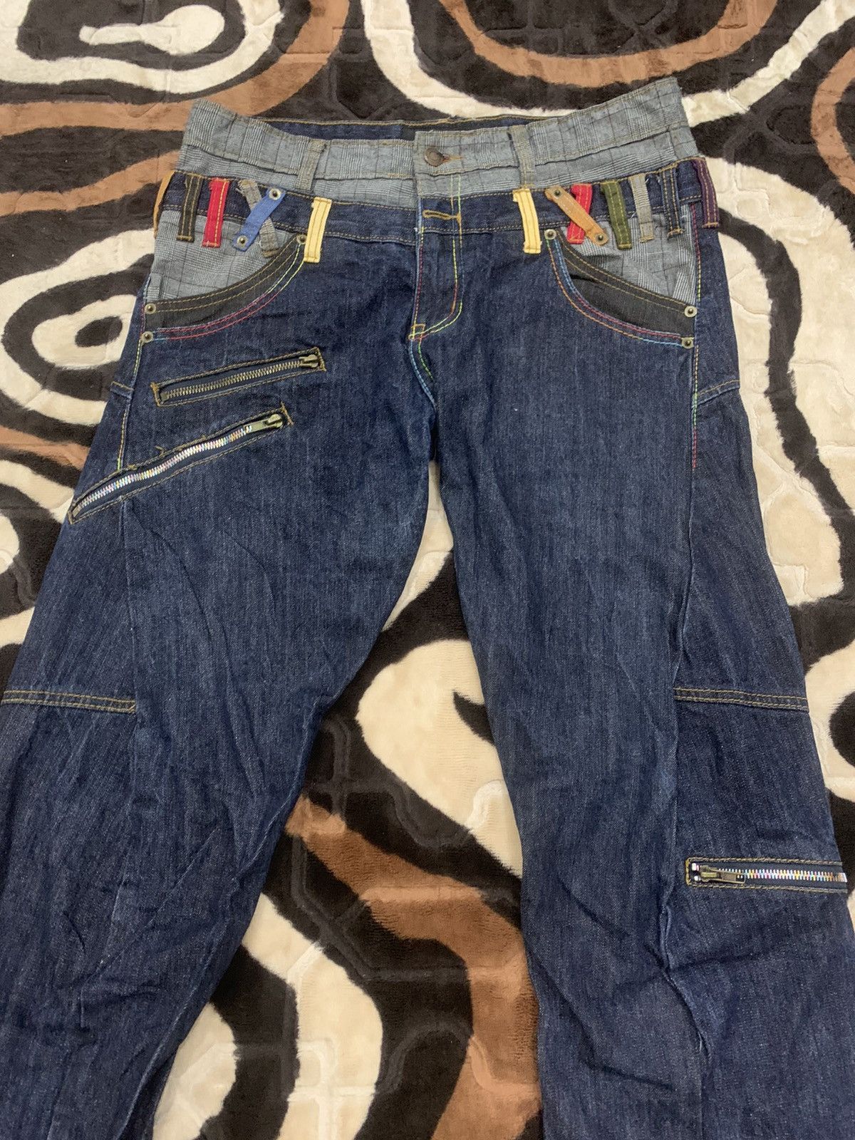 Designer × Japanese Brand × Seditionaries BREATH MINT Glen Plaid Double Waist Multipocket Denim Jeans Size US 33 - 4 Thumbnail