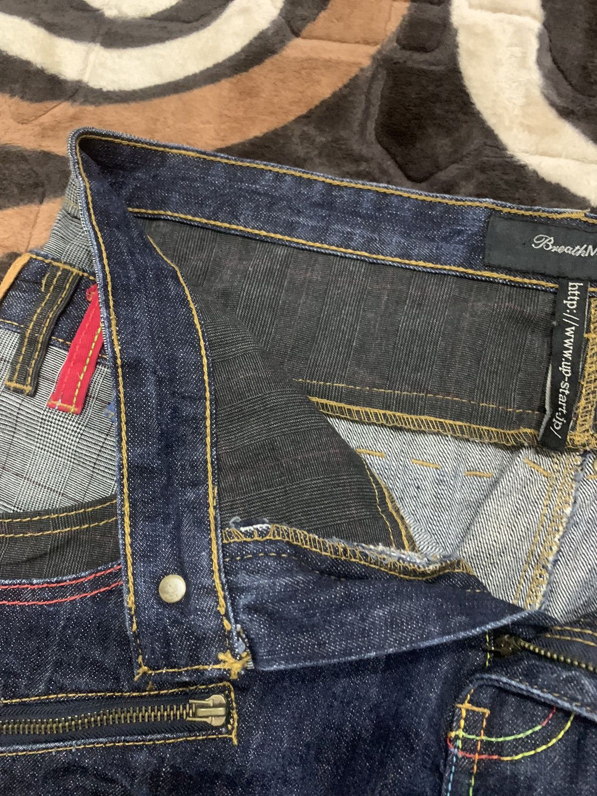 Designer × Japanese Brand × Seditionaries BREATH MINT Glen Plaid Double Waist Multipocket Denim Jeans Size US 33 - 16 Thumbnail