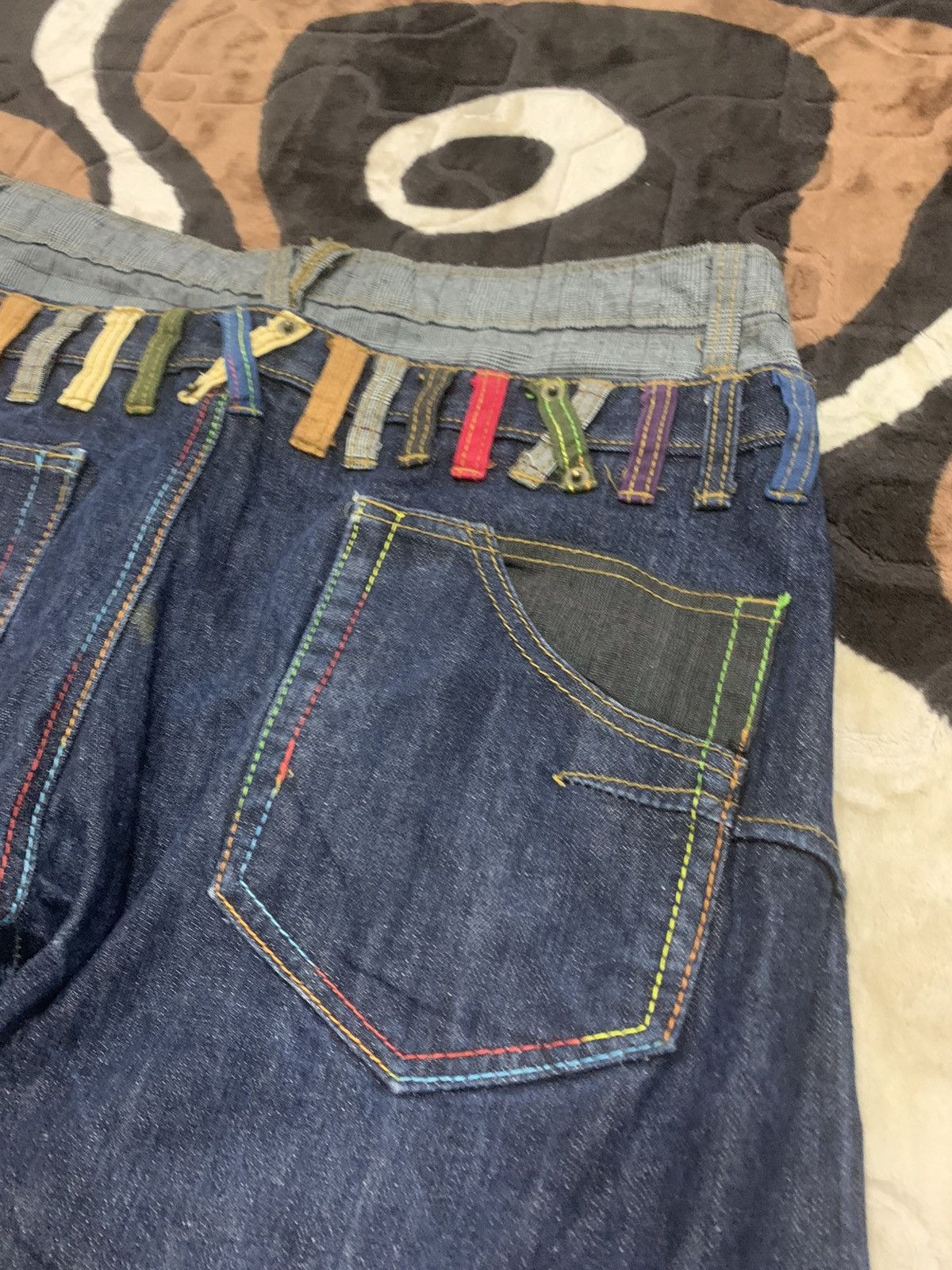 Designer × Japanese Brand × Seditionaries BREATH MINT Glen Plaid Double Waist Multipocket Denim Jeans Size US 33 - 14 Thumbnail