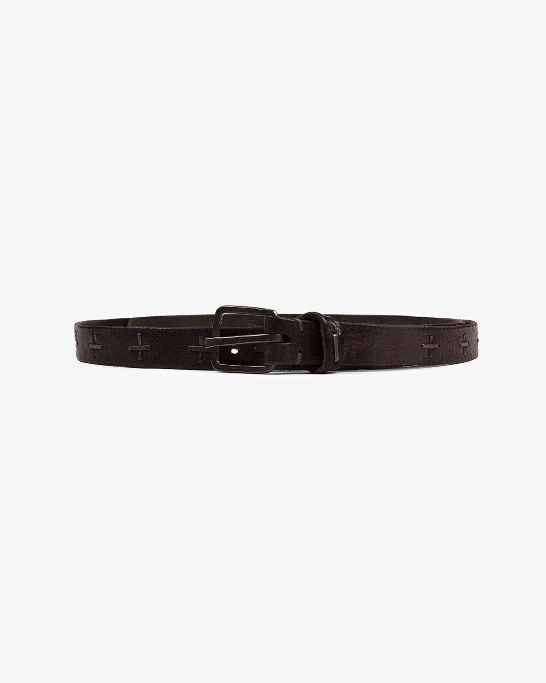 image of Ma+ .925 Studded Plus Belt Wishbone Buckle in Dark Mocha, Men's