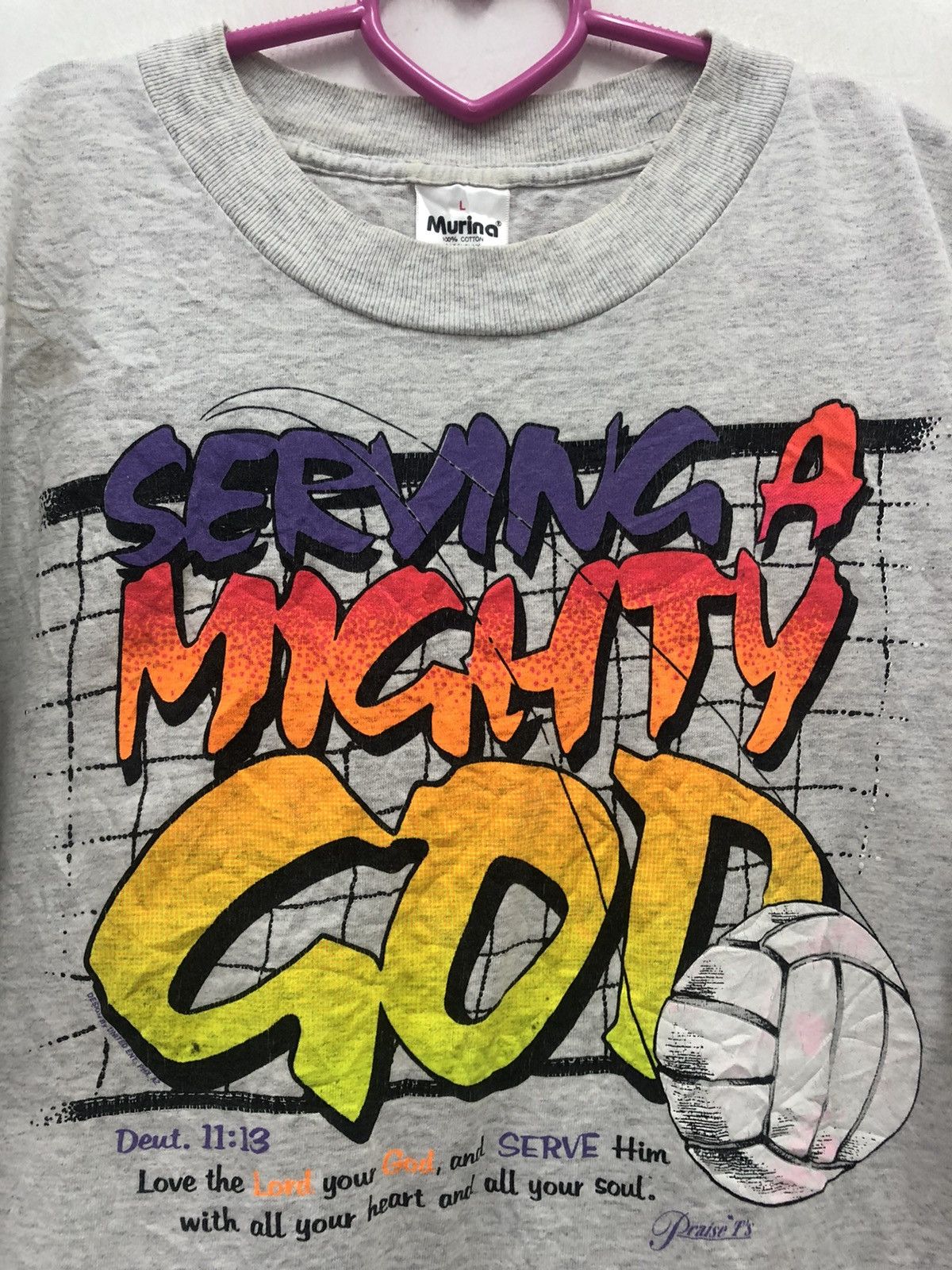 Rap Tees Rare Vintage SERVING A MIGHTY GOD Wording Murina USA Tee Size US L / EU 52-54 / 3 - 2 Thumbnail