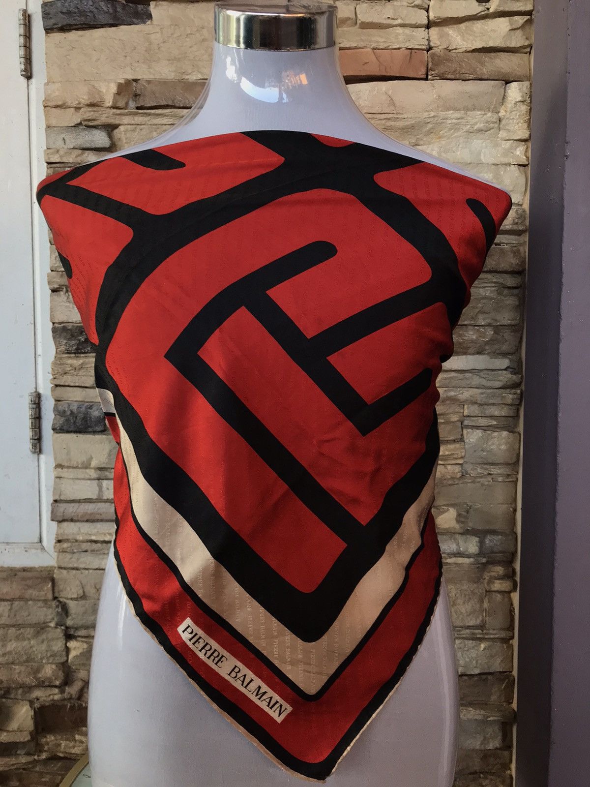 Pierre Balmain Pierre Balmain Monogram Silk Scarf Size ONE SIZE - 2 Thumbnail