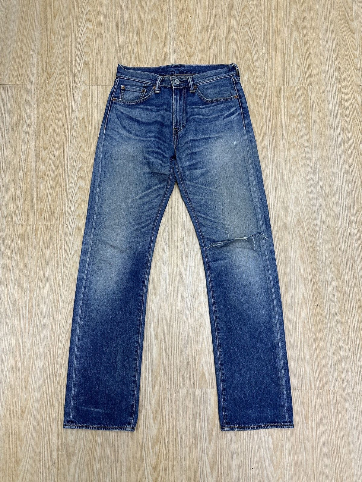 Levis 505 Distressed Leather Patch Denim (J512)