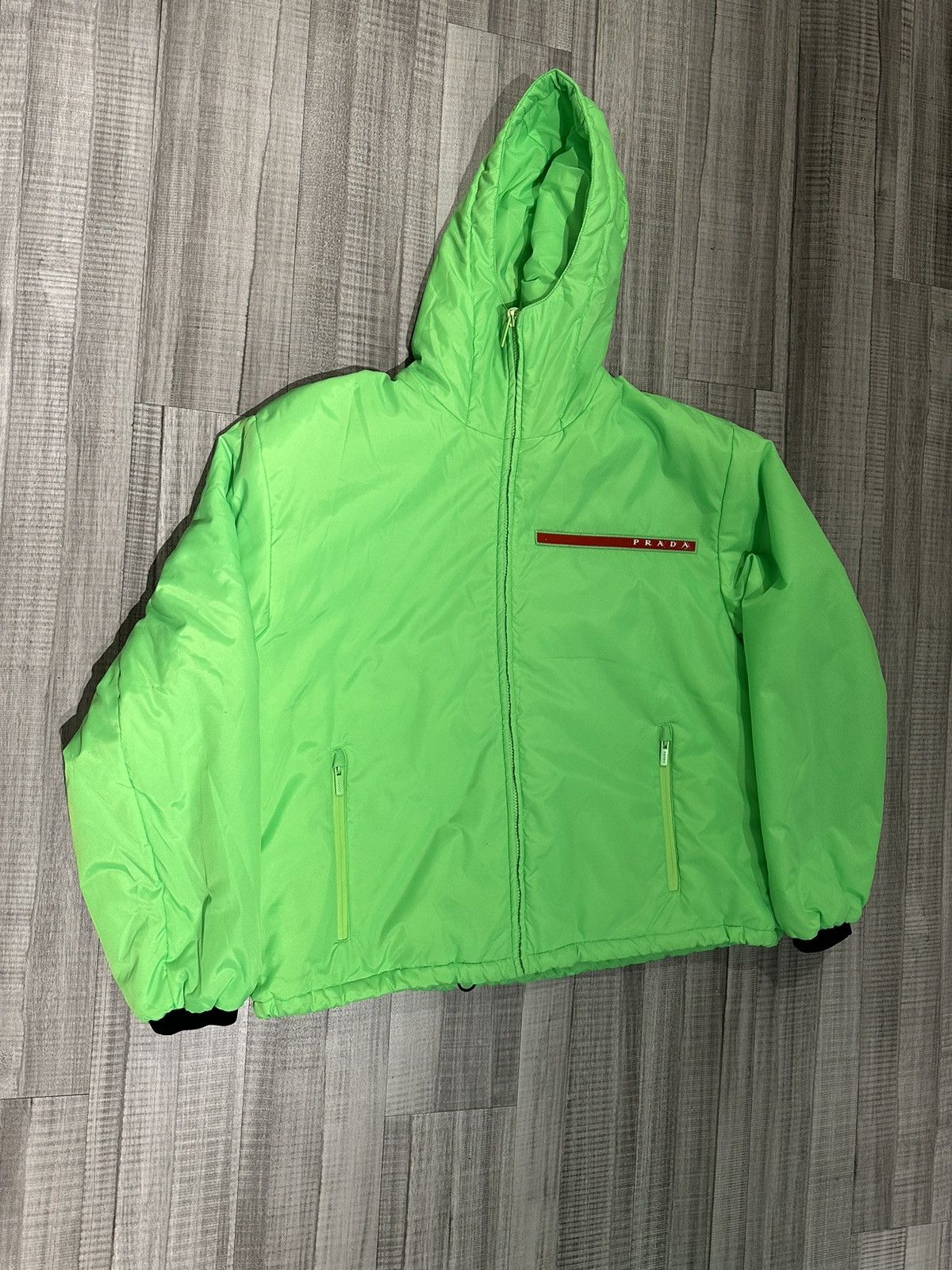 image of Prada Linea Rossa Pistachio Padded Puffer Jacket in Green, Men's (Size Large)