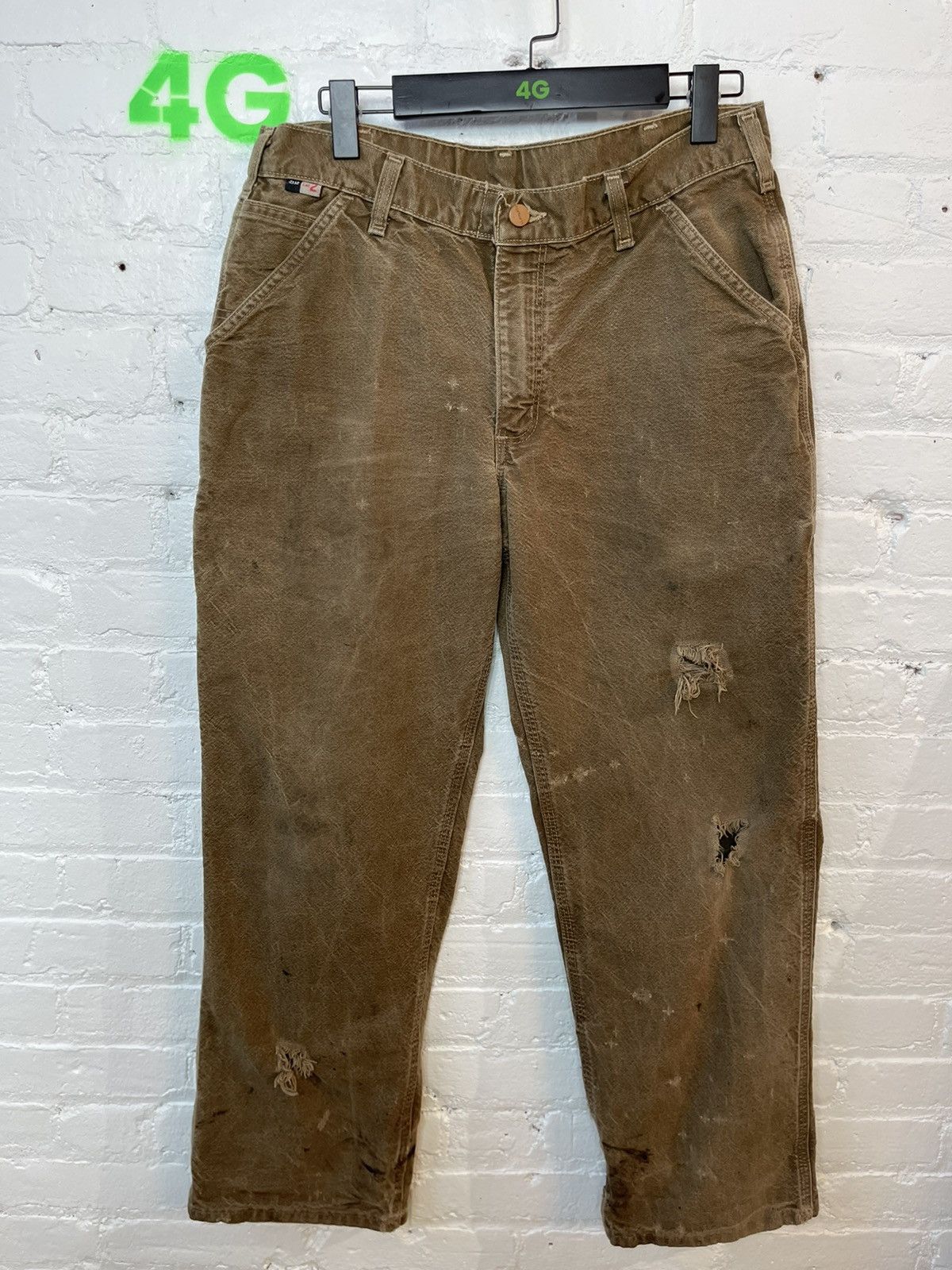 Pre-owned Carhartt X Vintage Thrashed Carhartt Pants Jeans Deep Tan Us 32 -34