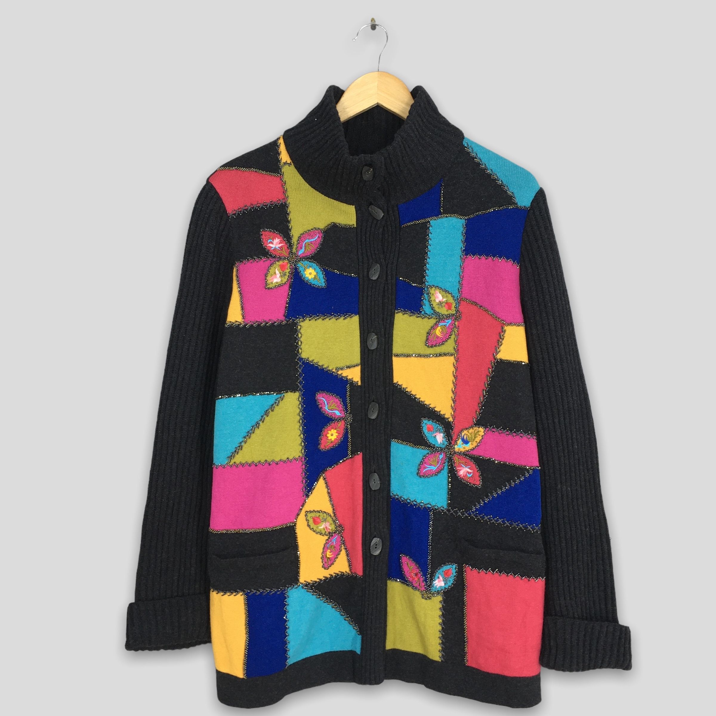 Vintage Escada Italy Wool Cardigan Women Long Jacket Medium