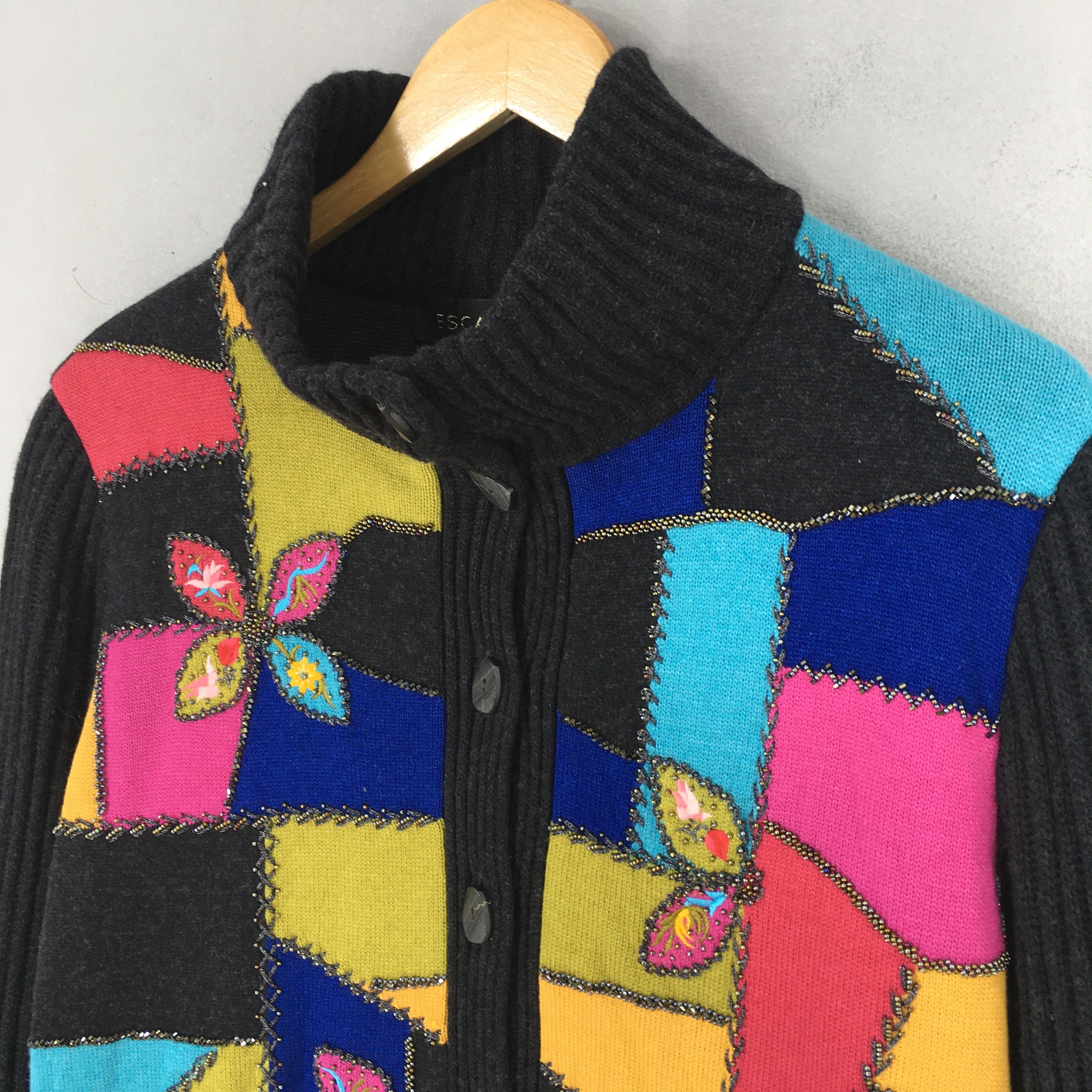 Vintage Escada Italy Wool Cardigan Women Long Jacket Medium