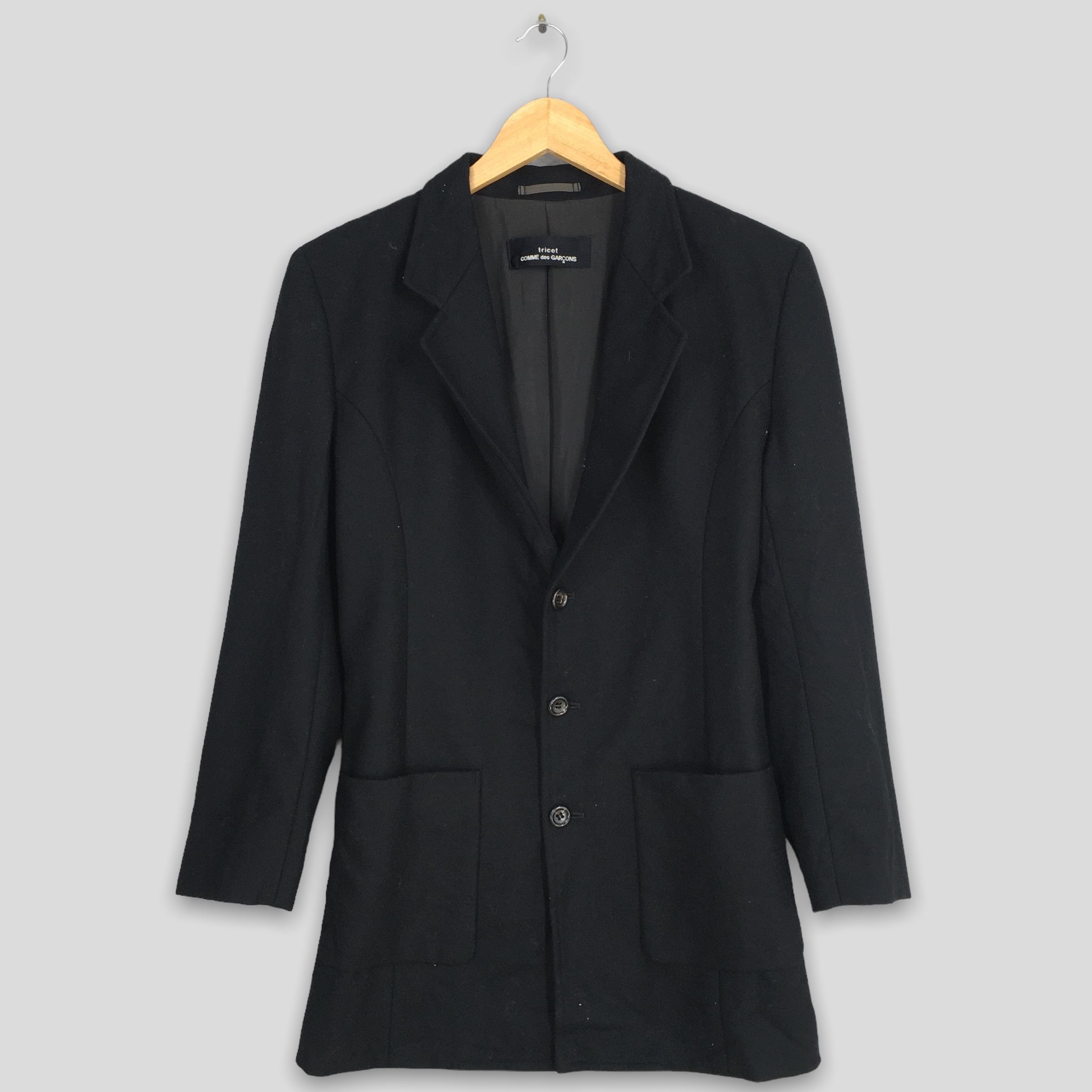 image of Tricot Comme Des Garcons Wool Coat Blazer Small in Black, Women's