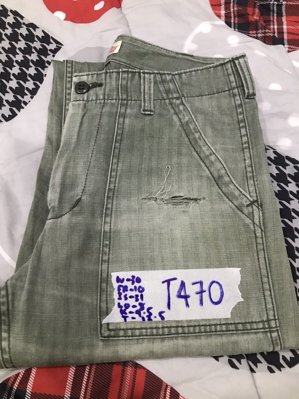 HOLLYWOOD RANCH MARKET Rare🔥Distressed HR Market baker Fatigue pants Size US 30 / EU 46 - 25 Thumbnail