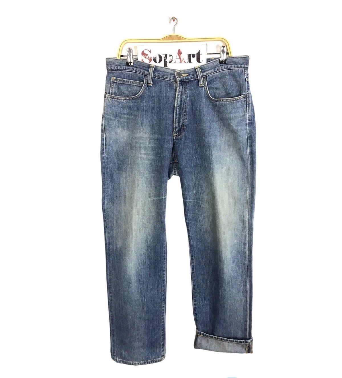 Japanese Brand × Vintage × Wrangler Vintage Wrangler Blue Wash Zipper Style Size US 35 - 1 Thumbnail