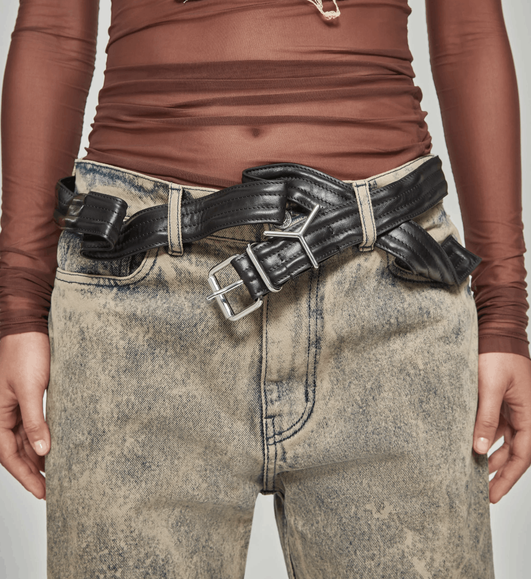 image of Yproject Logo Wire Belt in Black, Men's