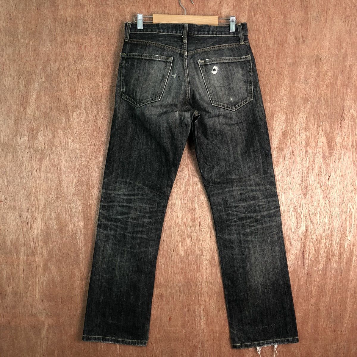 DLL UJ Uniqlo Black distressed Denim Jeans Pants #c272