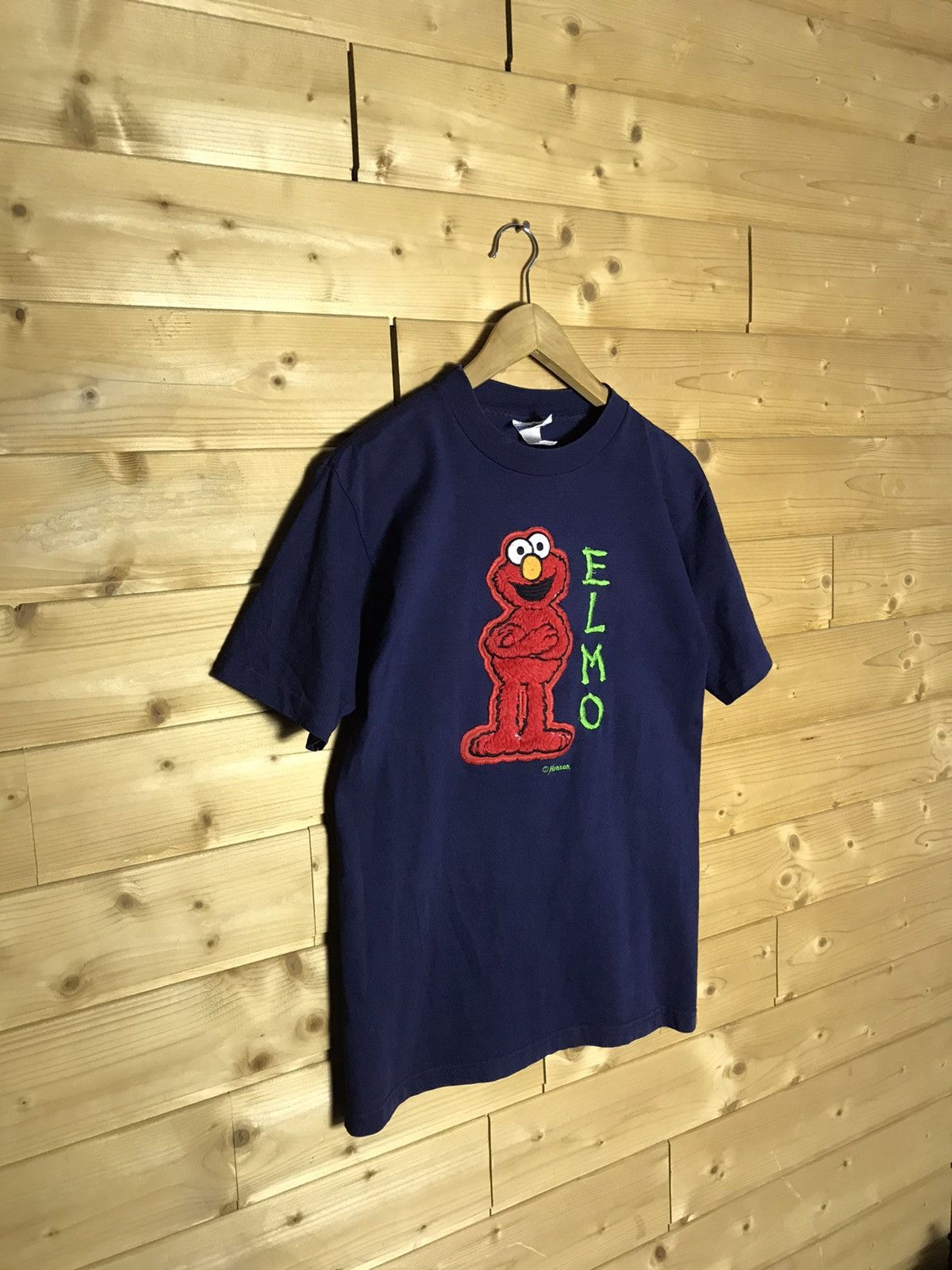 T-shirt Vintage 90s Elmo Sesame Street - Gris - Taille M Enfant - 100% Coton