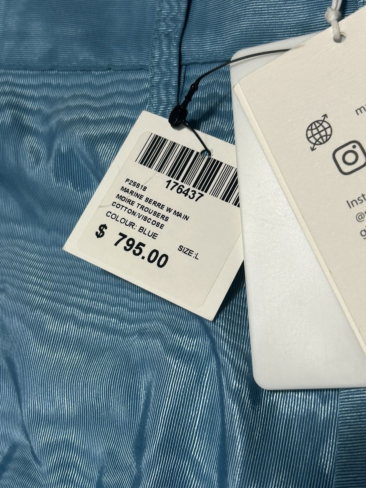 Marine Serre MSRP $795 SS18 Moire effect satin trousers Size 29" - 8 Thumbnail