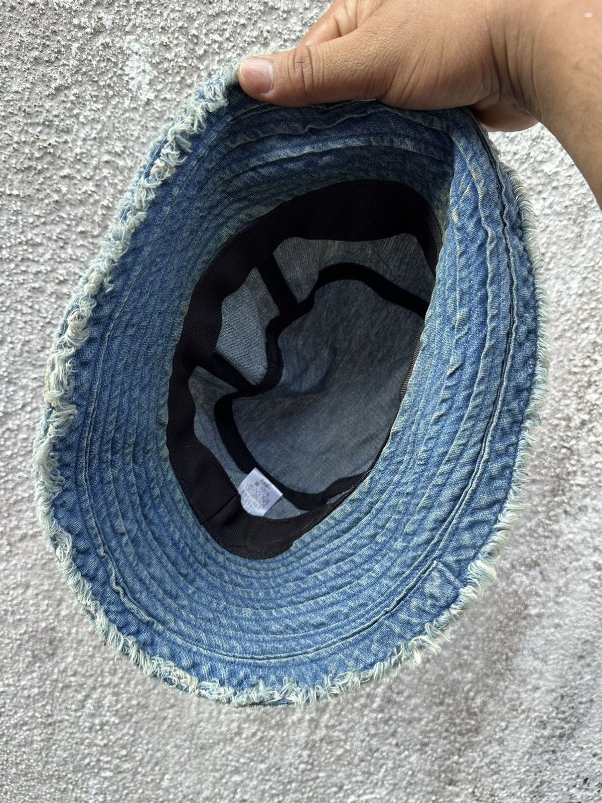 Japanese Brand Distress Denim Bucket Hat Size ONE SIZE - 4 Thumbnail