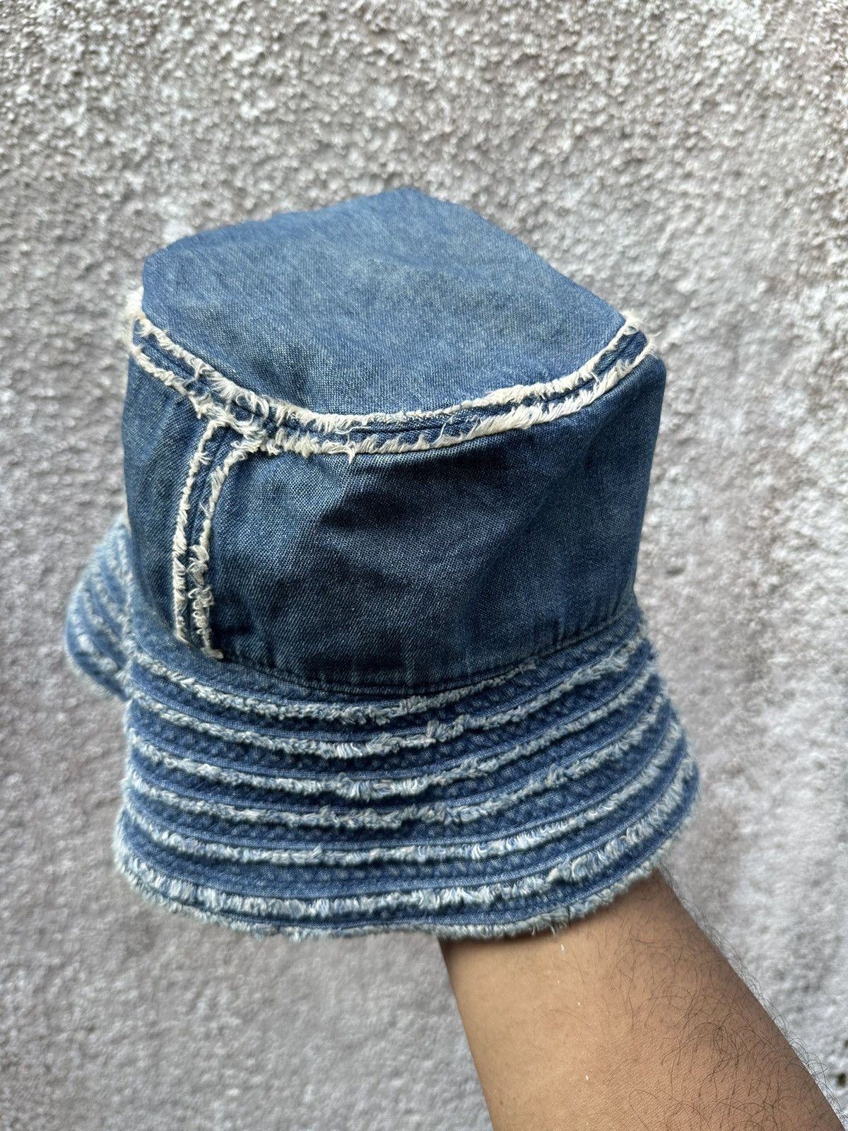 Japanese Brand Distress Denim Bucket Hat Size ONE SIZE - 2 Thumbnail
