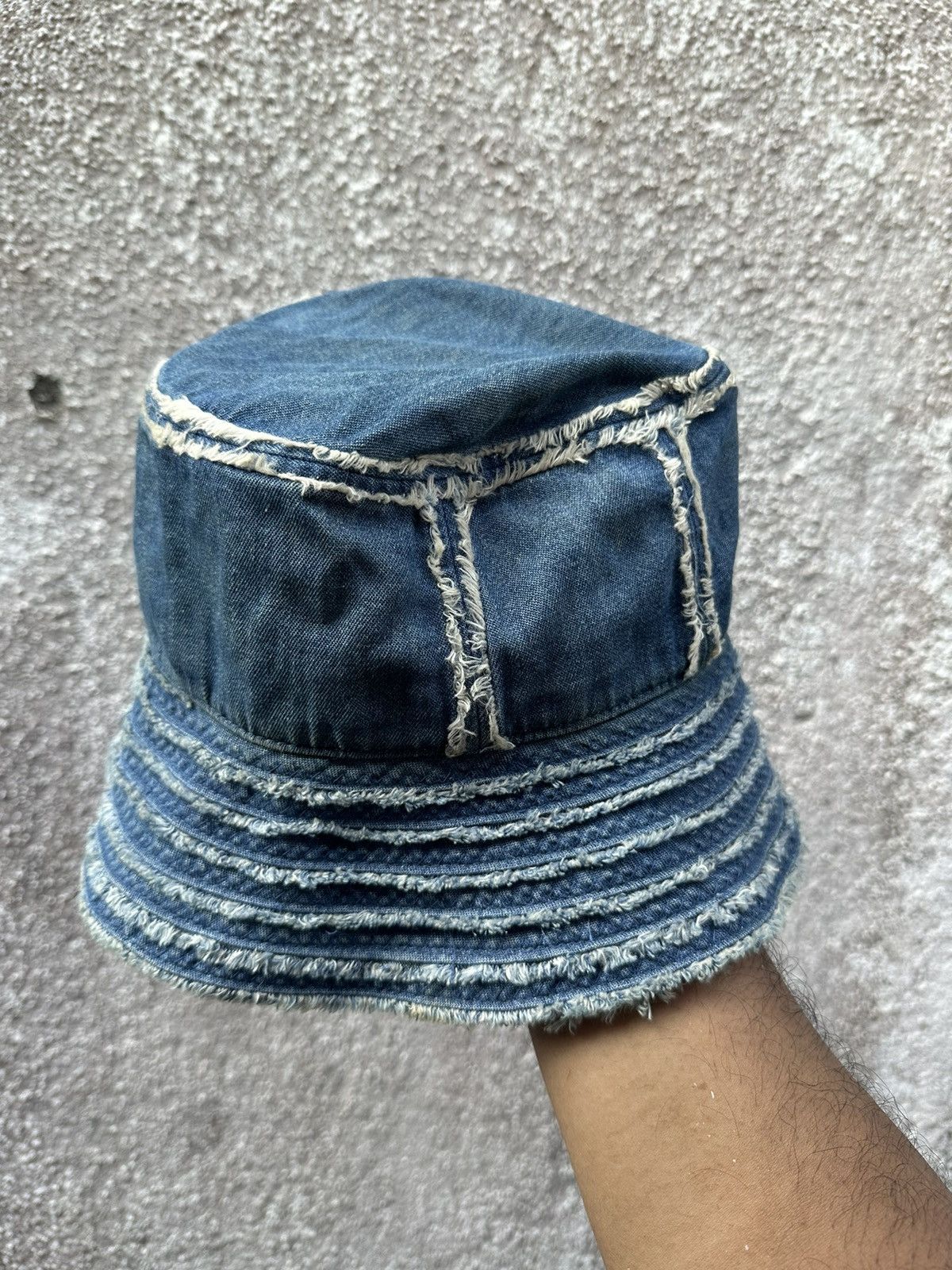 Japanese Brand Distress Denim Bucket Hat Size ONE SIZE - 3 Thumbnail