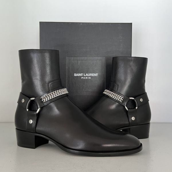 Saint laurent wyatt hot sale chain harness boot