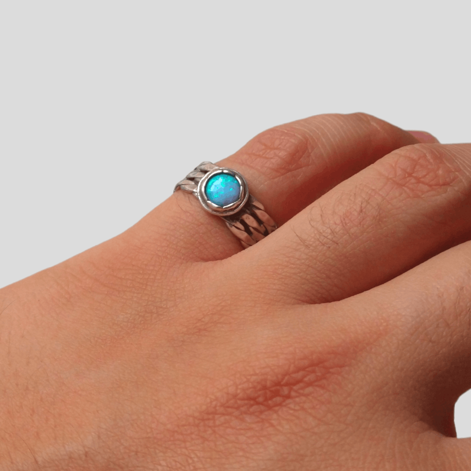 Jewelry × Vintage Sterling Silver Ring Opal Size 7.75 Modern Size ONE SIZE - 10 Thumbnail