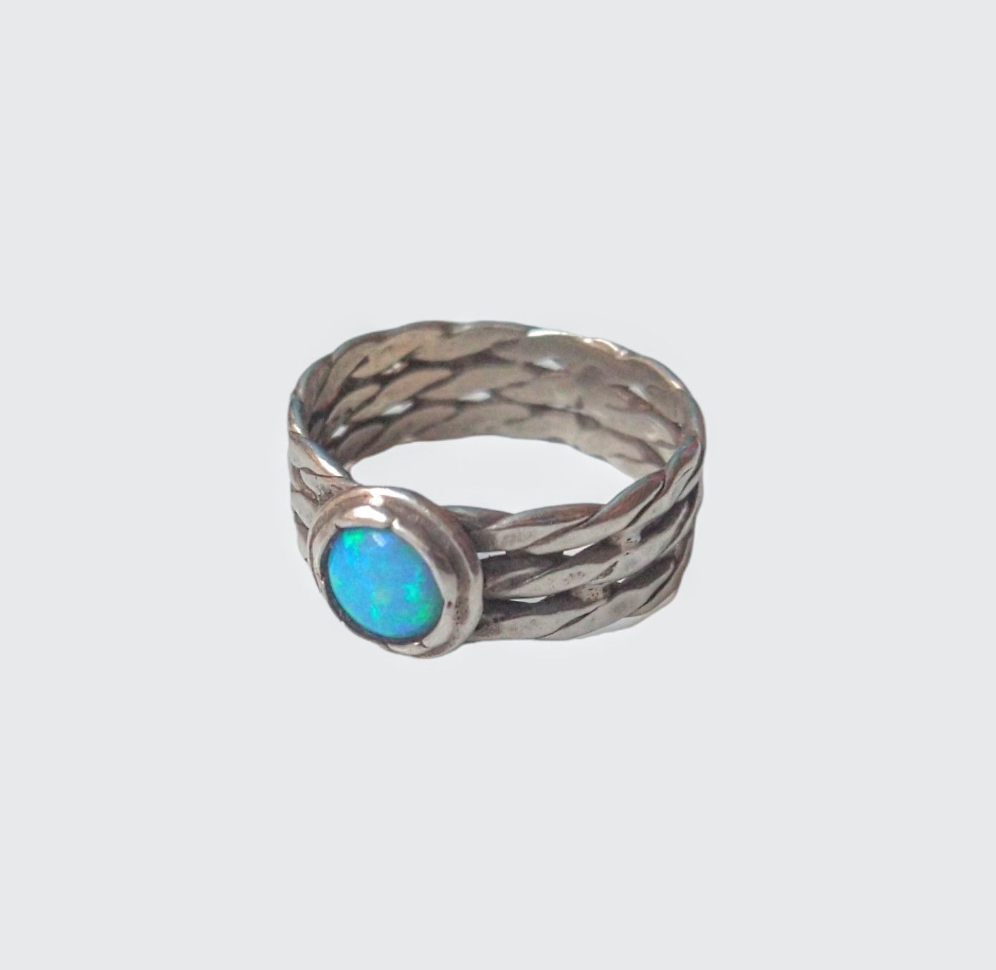Jewelry × Vintage Sterling Silver Ring Opal Size 7.75 Modern Size ONE SIZE - 1 Thumbnail