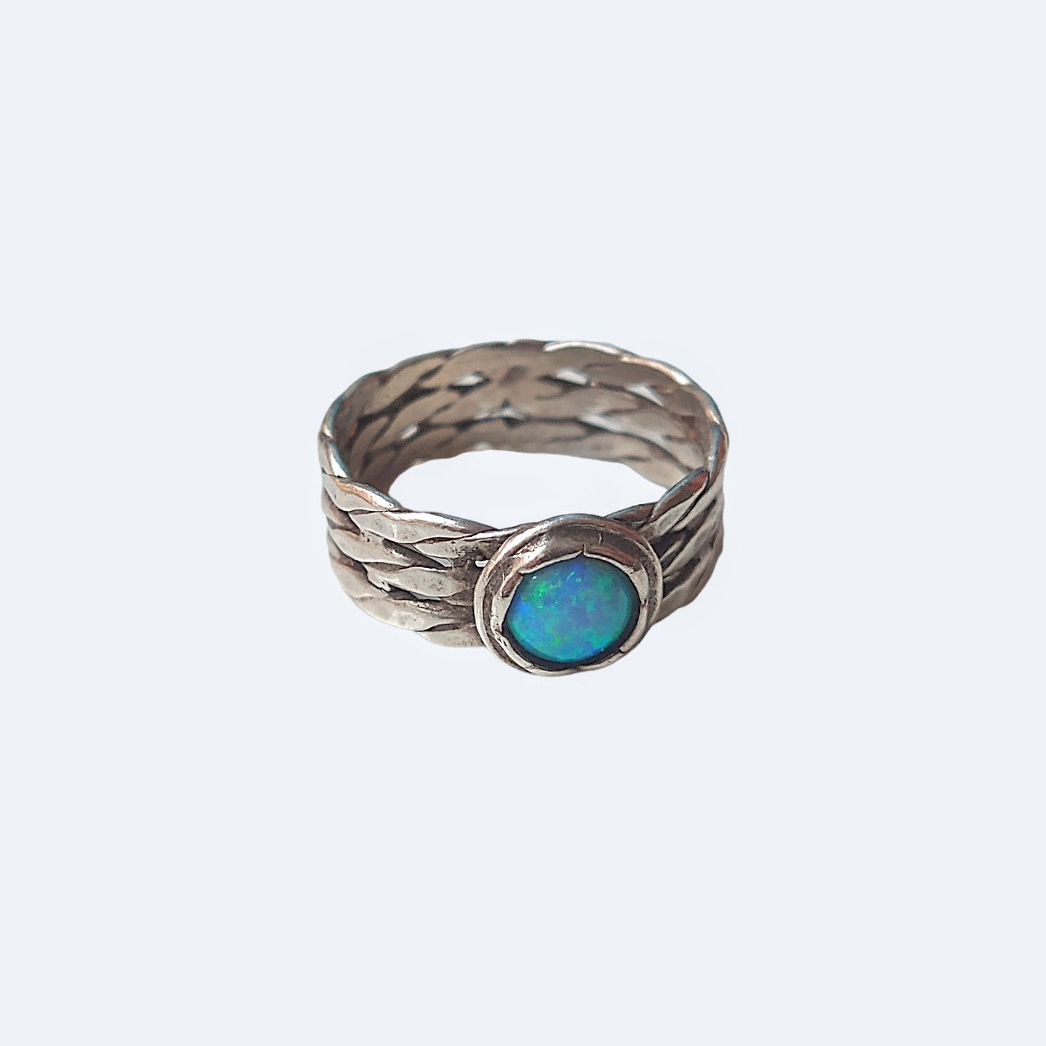 Jewelry × Vintage Sterling Silver Ring Opal Size 7.75 Modern Size ONE SIZE - 3 Thumbnail