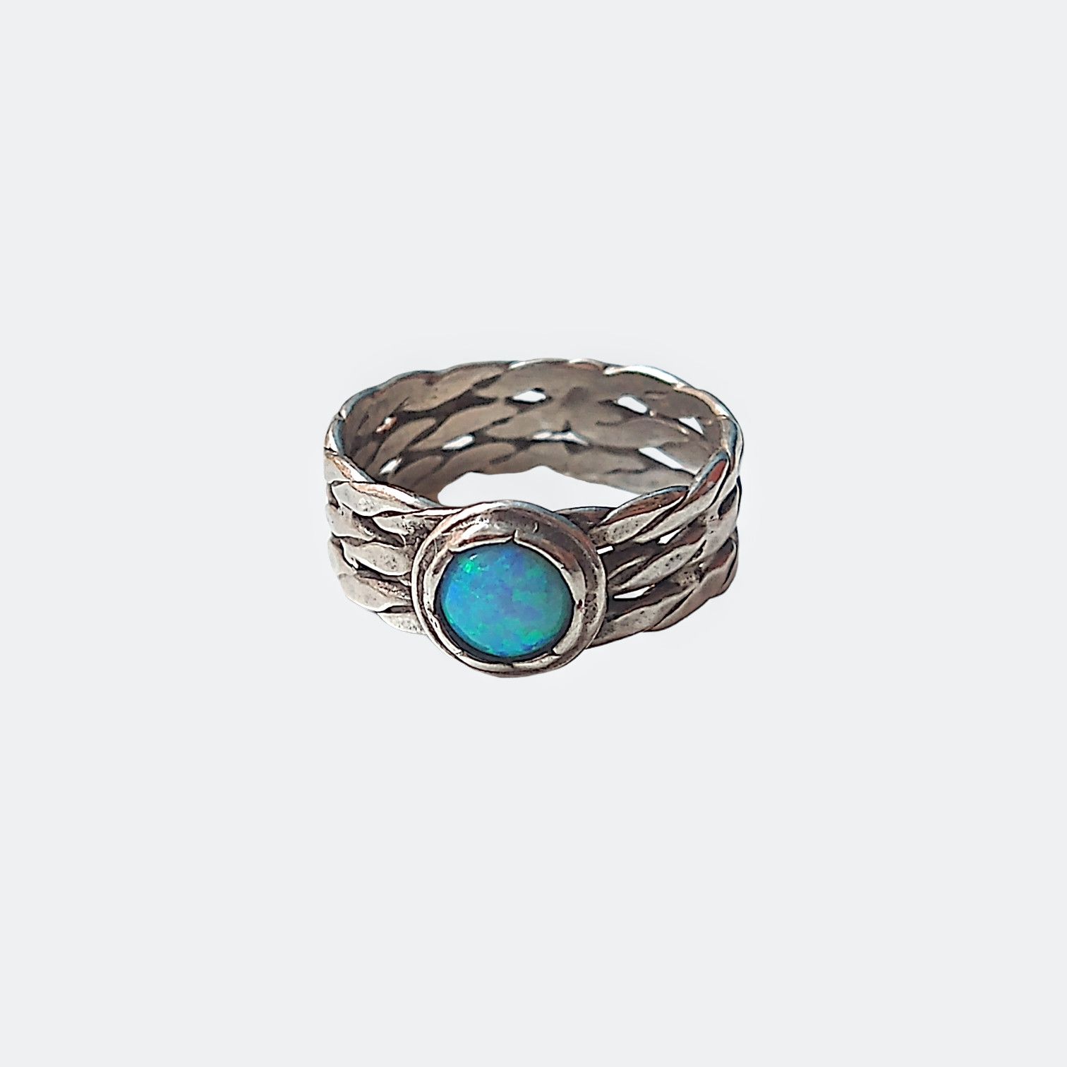 Jewelry × Vintage Sterling Silver Ring Opal Size 7.75 Modern Size ONE SIZE - 2 Thumbnail