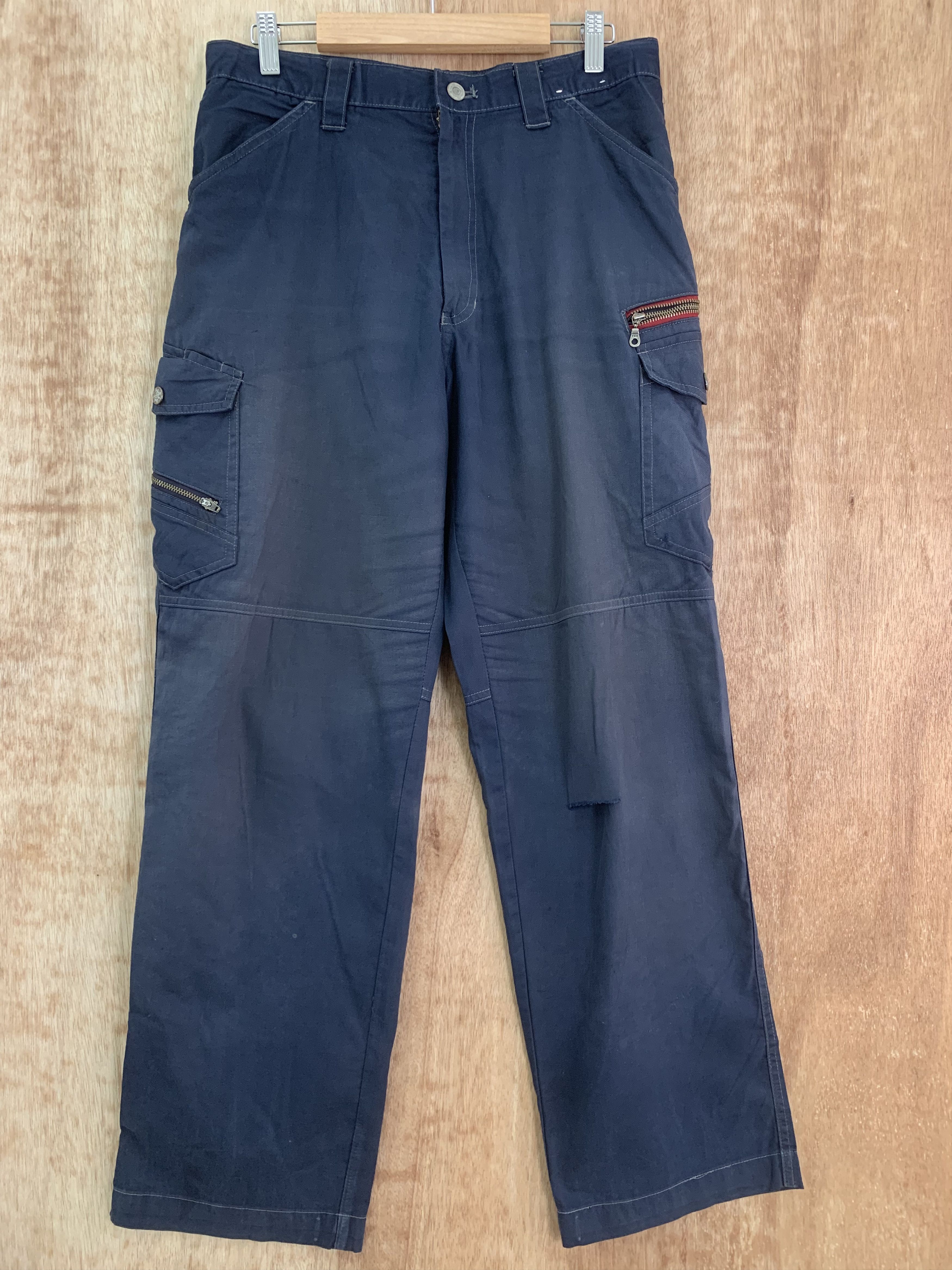 image of Cargo Pants Multipocket Vintage Streetwear Pants in Blue, Men's (Size 28)