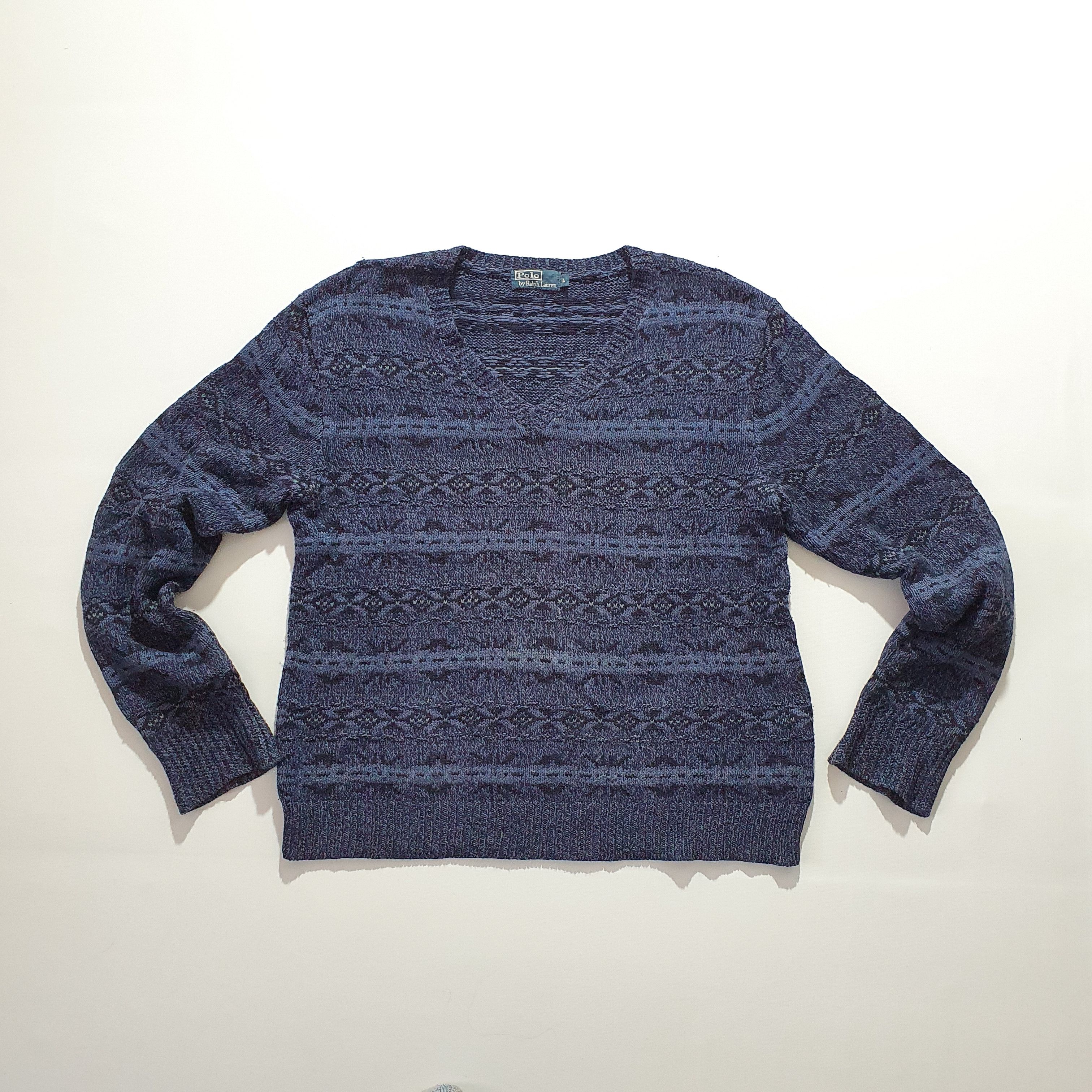 Polo Ralph Lauren Rare Knitwear Wool/Silk Beautifully Shiny Pattern sweater Size US L / EU 52-54 / 3 - 6 Thumbnail