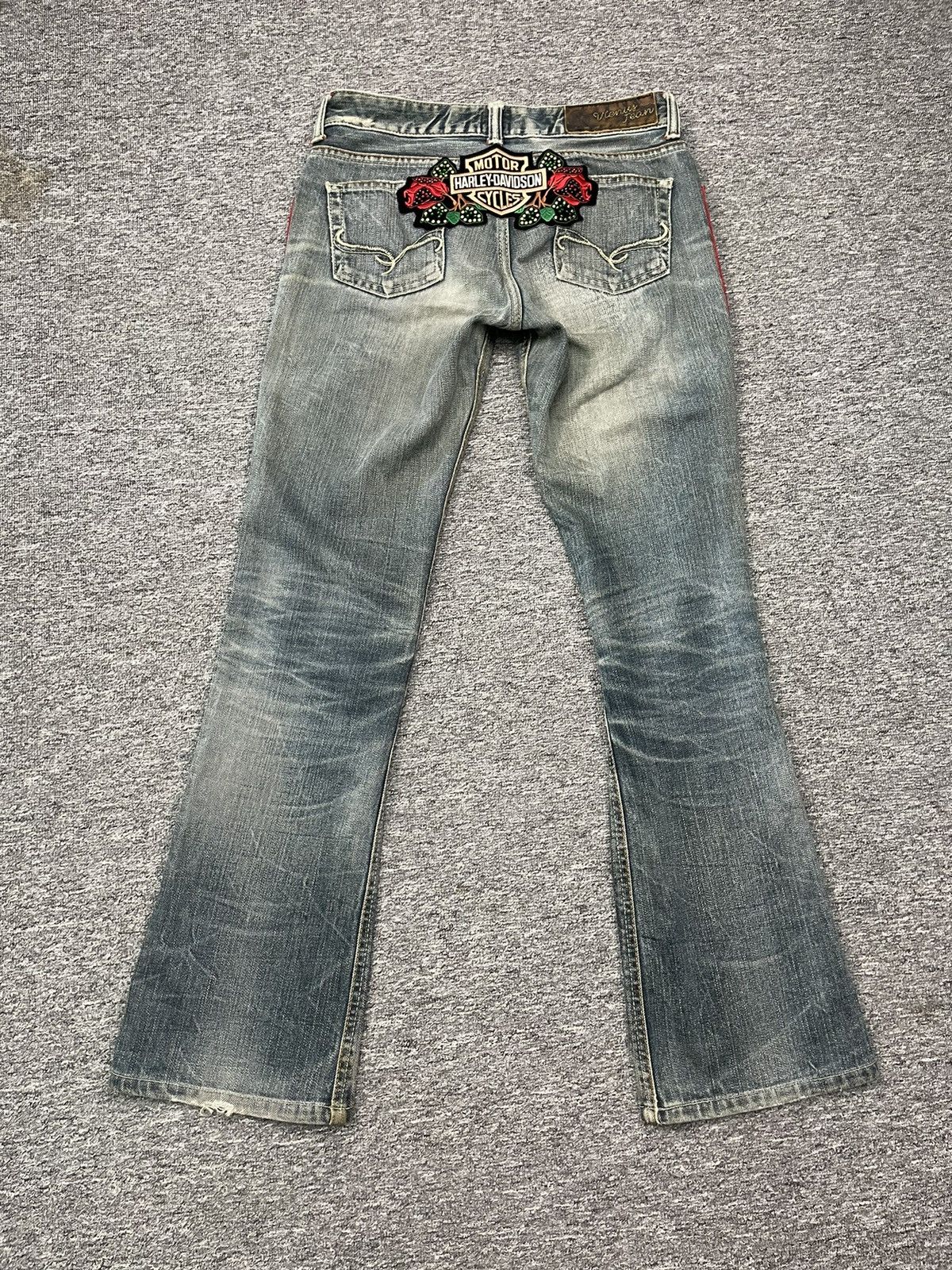 Edwin Vintage Edwin Japan Flare Jeans Harley Davidson Custom Patch Size US 29 - 1 Thumbnail