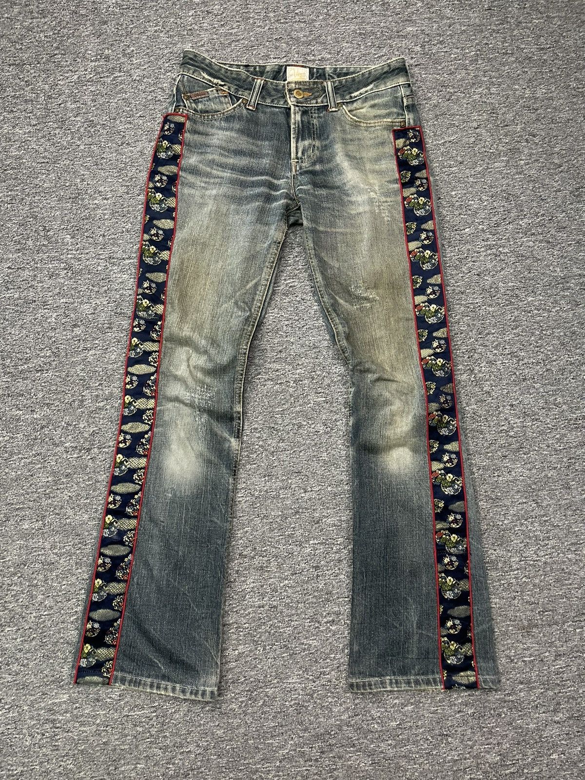 Edwin Vintage Edwin Japan Flare Jeans Harley Davidson Custom Patch Size US 29 - 2 Thumbnail