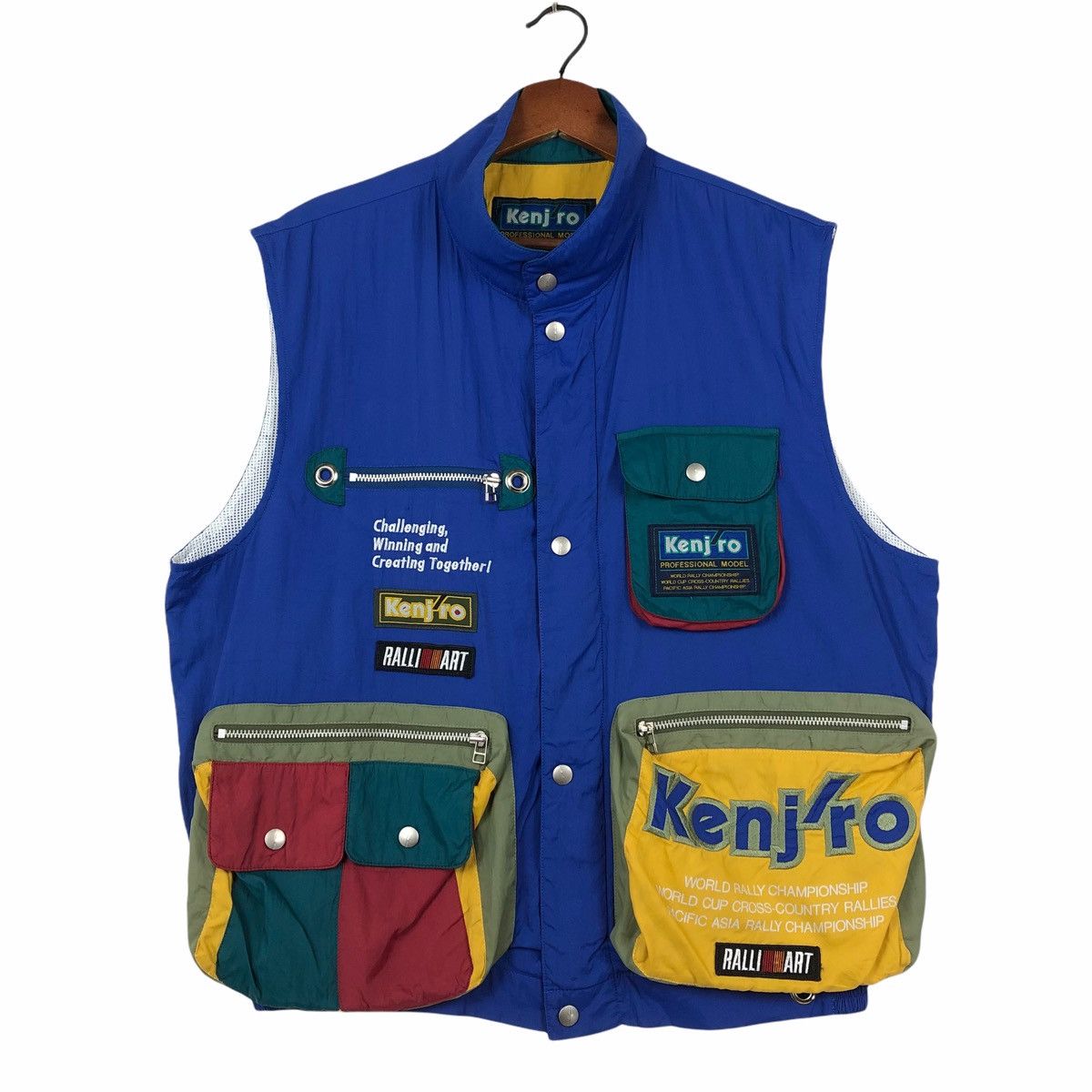 image of Racing x Vintage Ken’Jro Ralli Art Vest Motorsports in Blue, Men's (Size Medium)