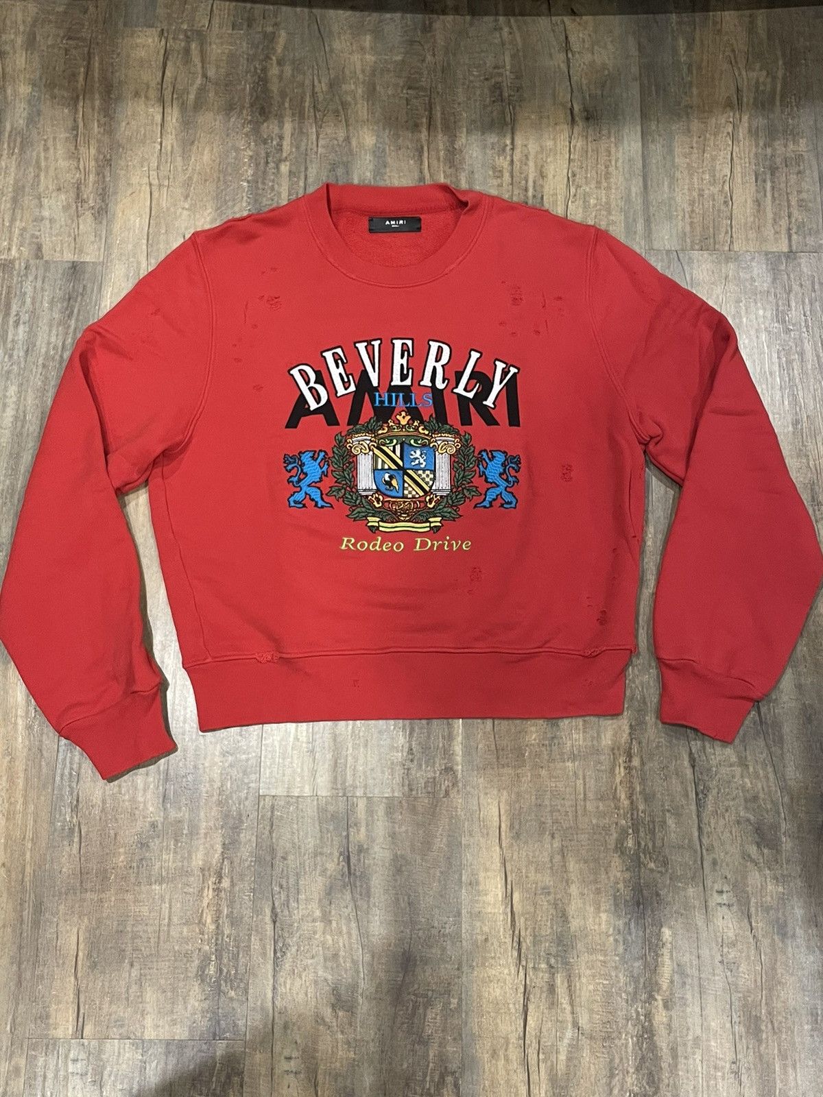 image of Amiri Beverly Hills Shotgun Red Crewneck Sweatshirt, Men's (Size Small)