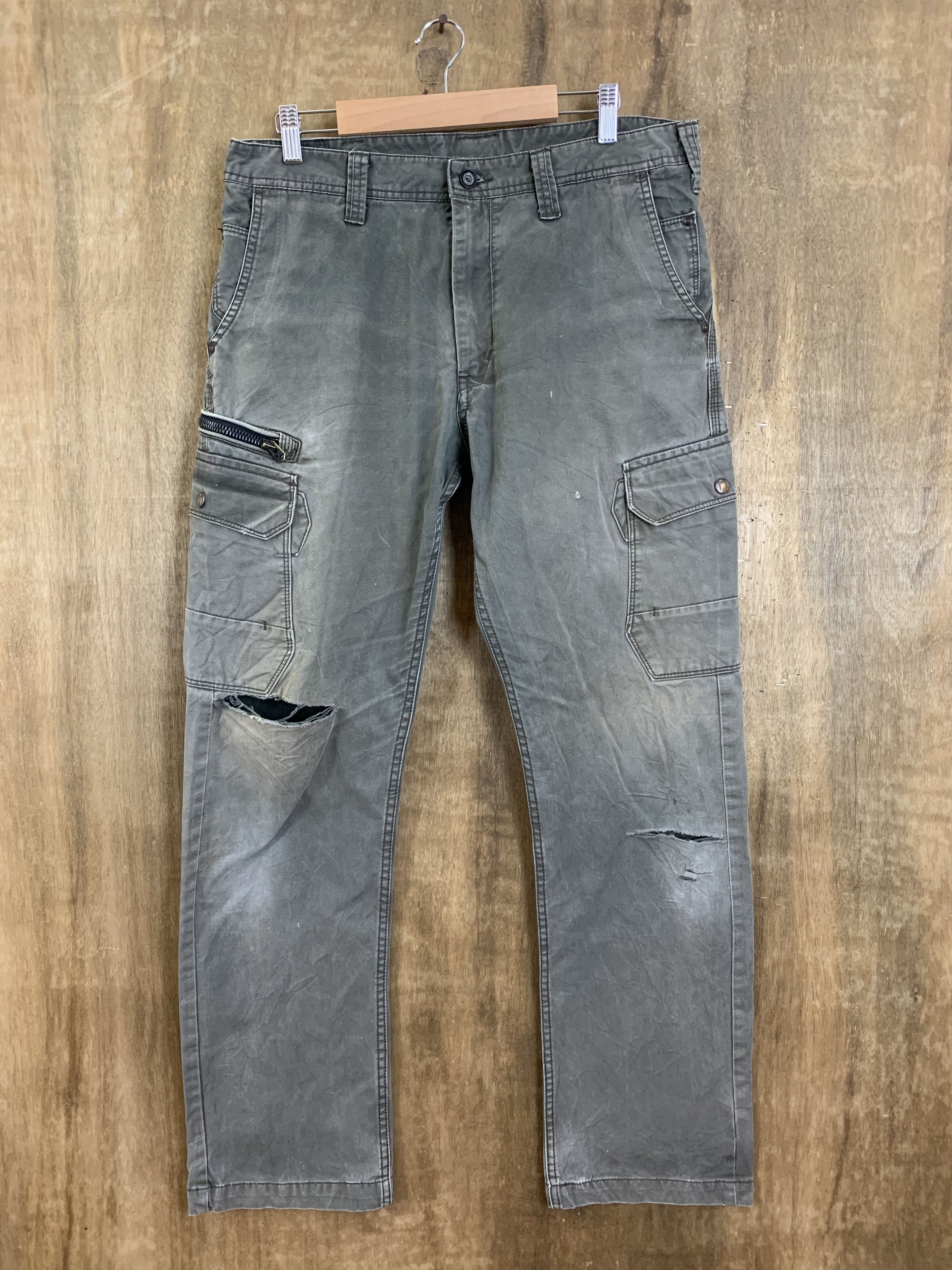 Japanese Brand Cargo Pants Multipocket Distressed Style Streetwear Size US 31 - 1 Thumbnail