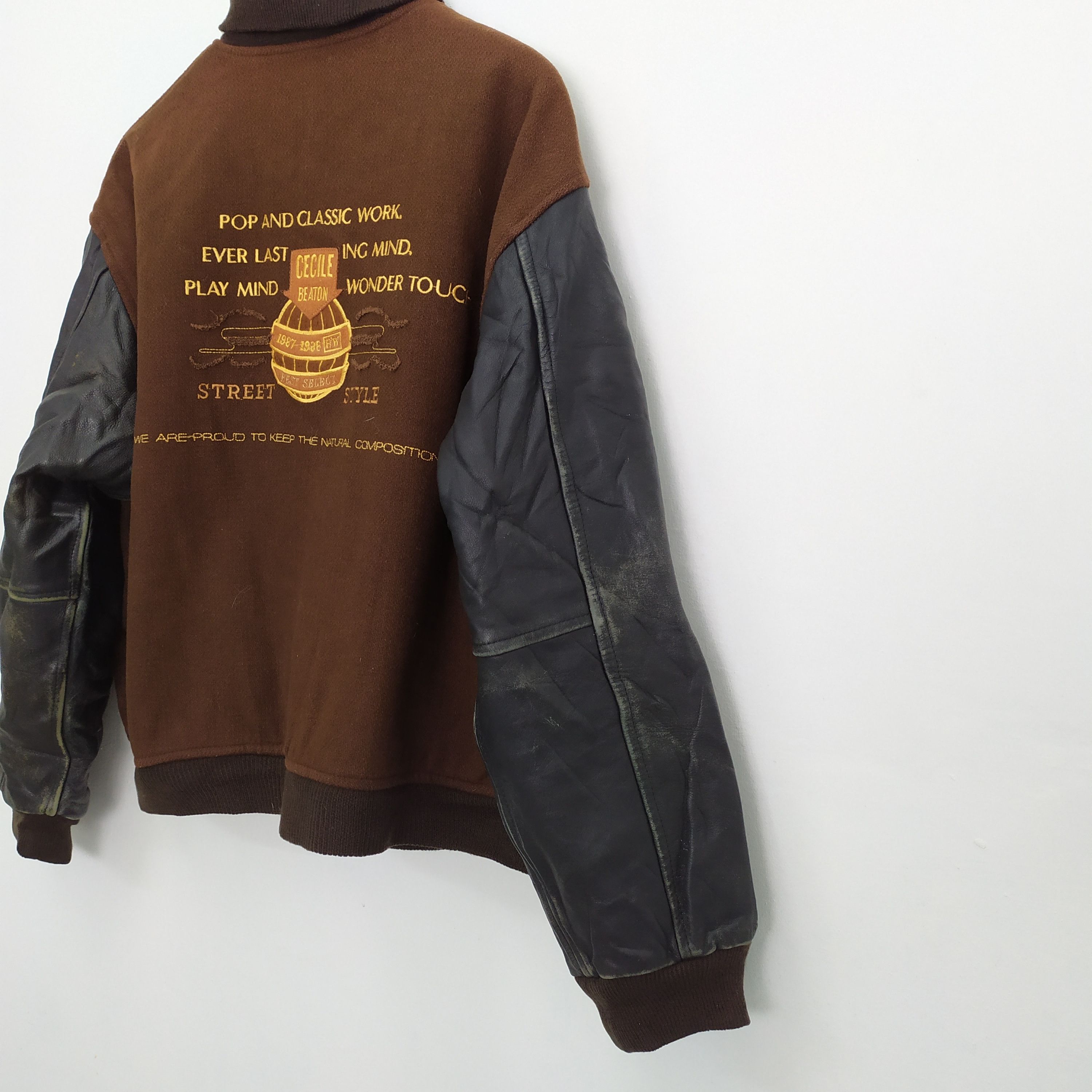 Vintage CECILE BEATON WOOL VARSITY JACKET LEATHER SLEEVE Size US L / EU 52-54 / 3 - 5 Thumbnail