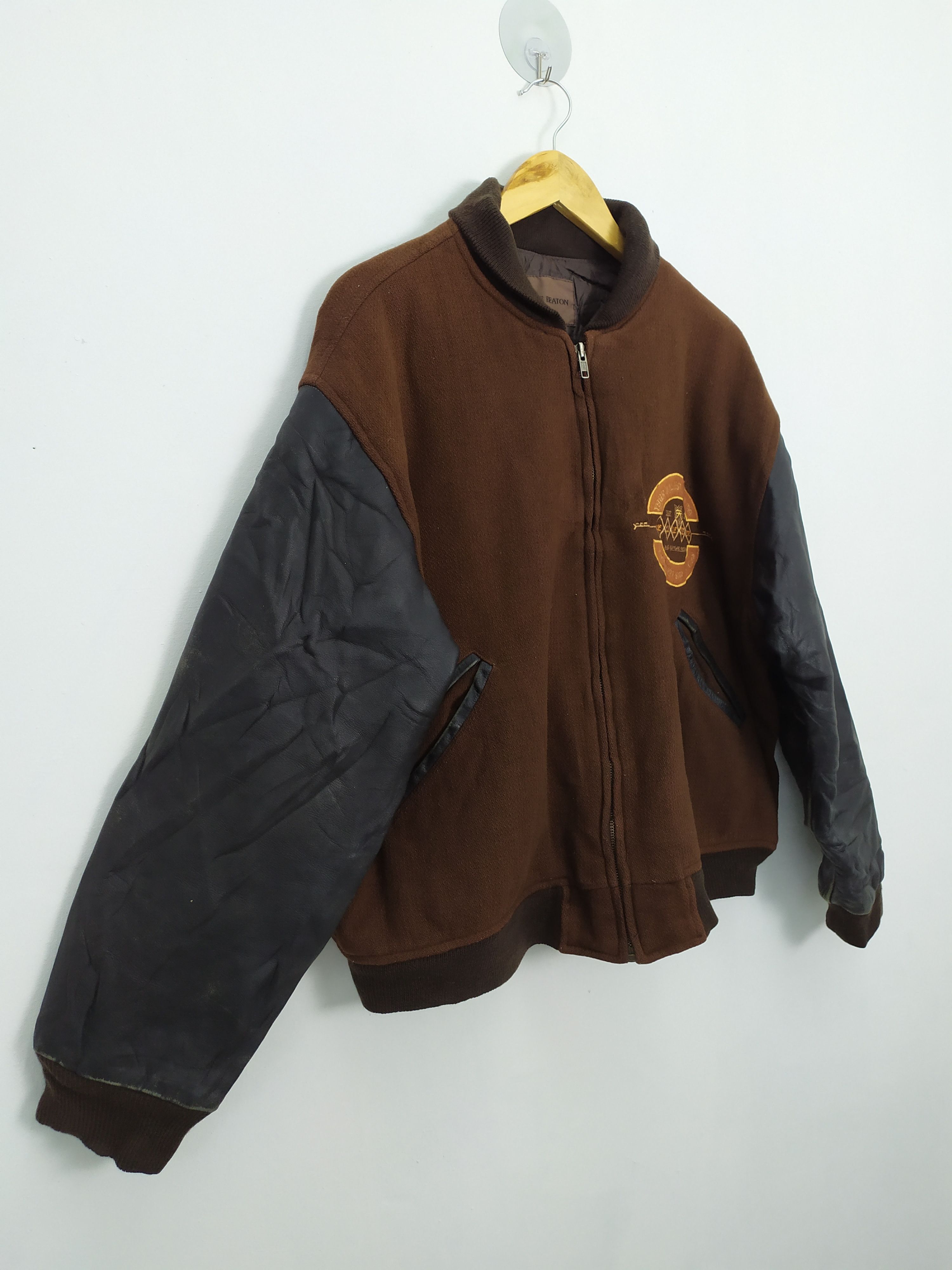 Vintage CECILE BEATON WOOL VARSITY JACKET LEATHER SLEEVE Size US L / EU 52-54 / 3 - 4 Thumbnail