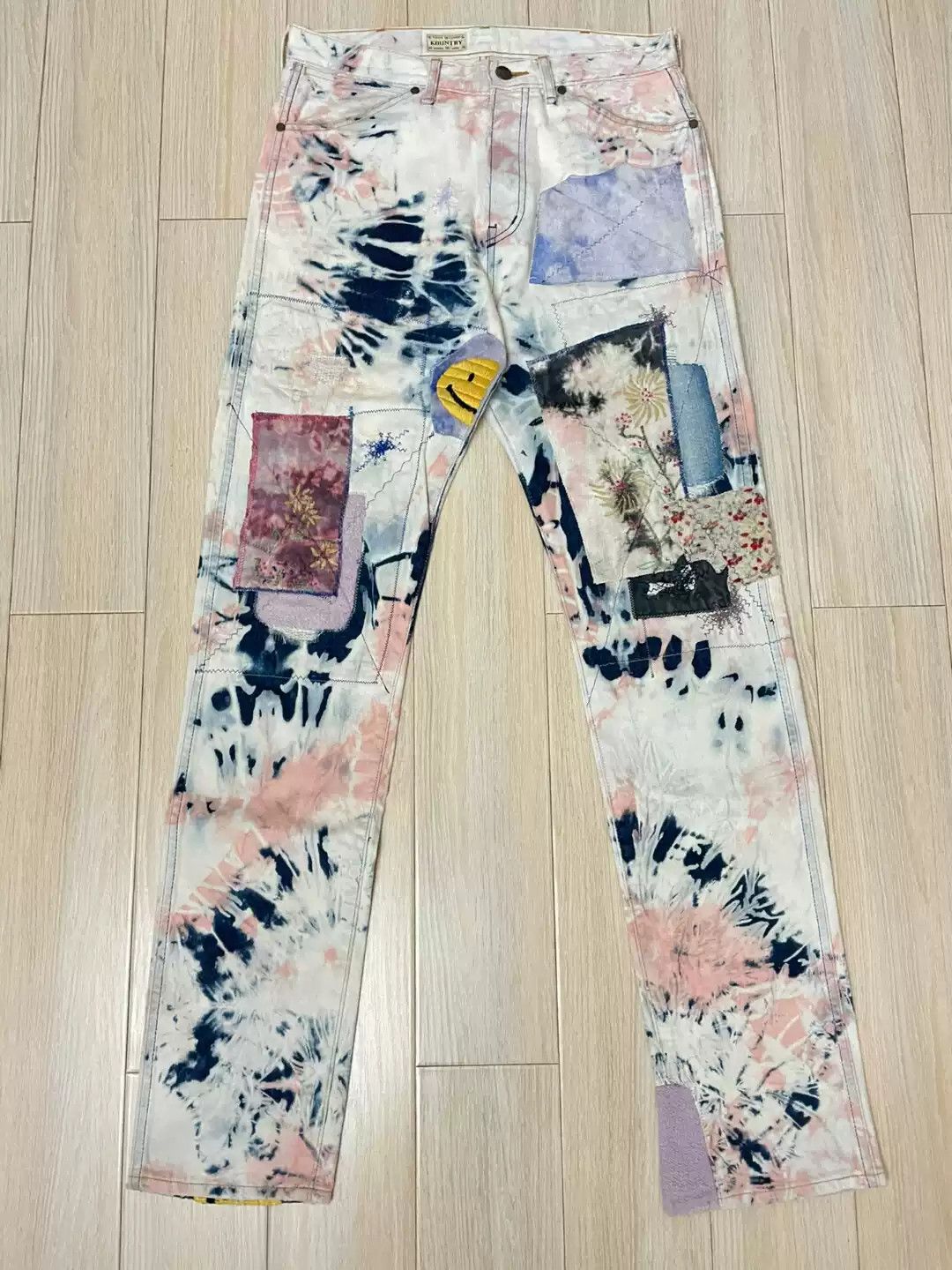 image of Kapital Tie Dye Splicing Jeans in White, Men's (Size 30)