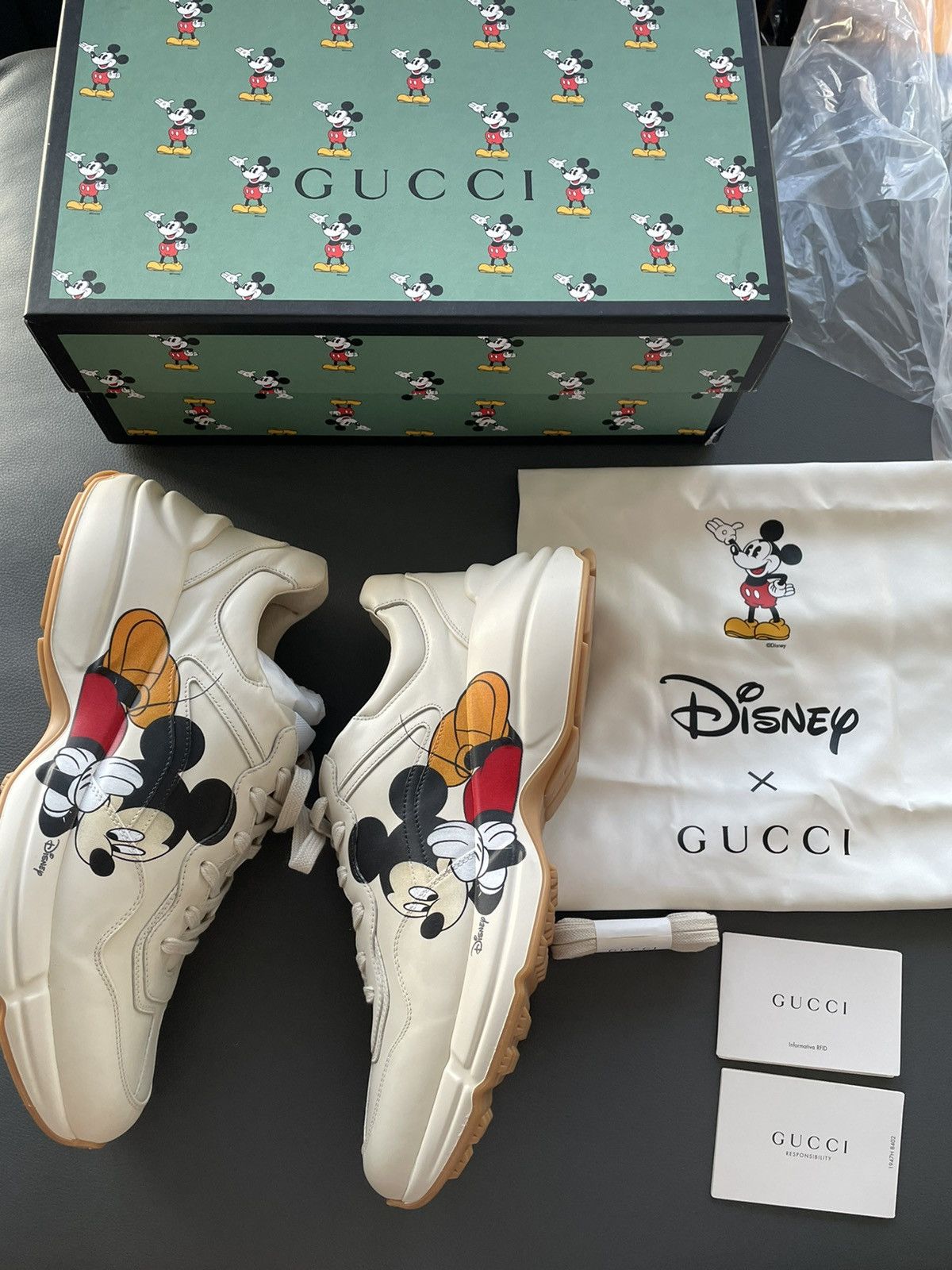 Disney × Gucci × Mickey Mouse New Super Rare Gucci x Mickey Mouse Rhyton Leather Sneaker Size US 11.5 / EU 44-45 - 2 Thumbnail