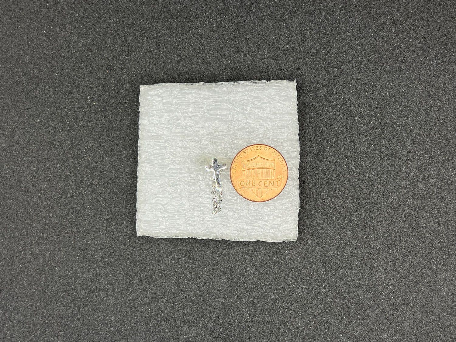 Jewelry Cross Stainless Steel Stud Earrings with Chain Size ONE SIZE - 3 Thumbnail