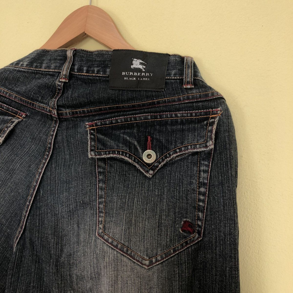 Distressed Burberry Black Label Nova Check Design Pocket