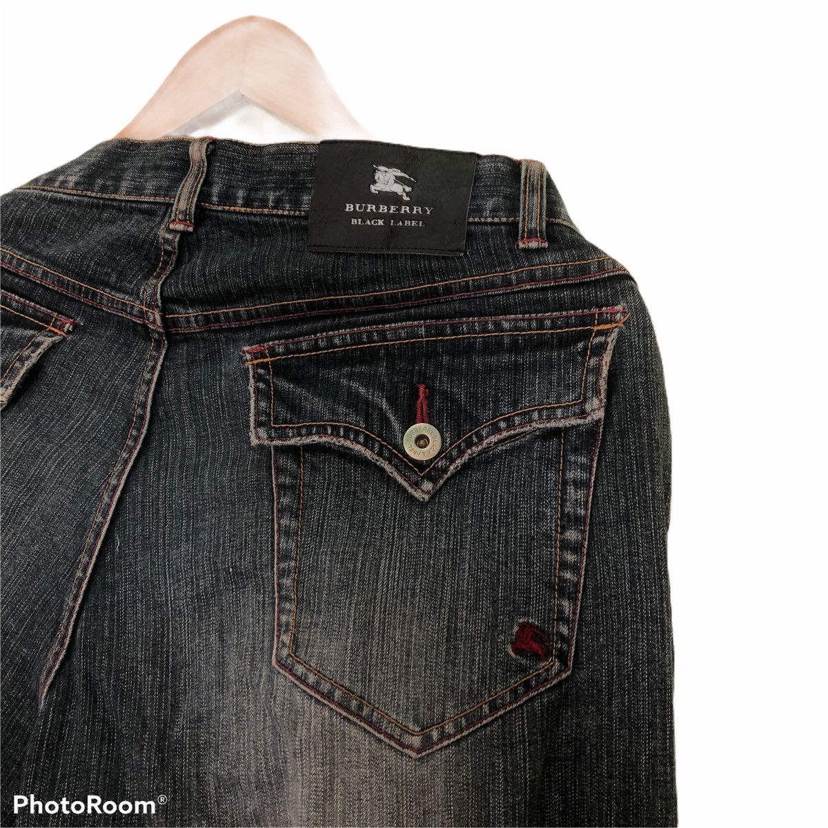 Distressed Burberry Black Label Nova Check Design Pocket
