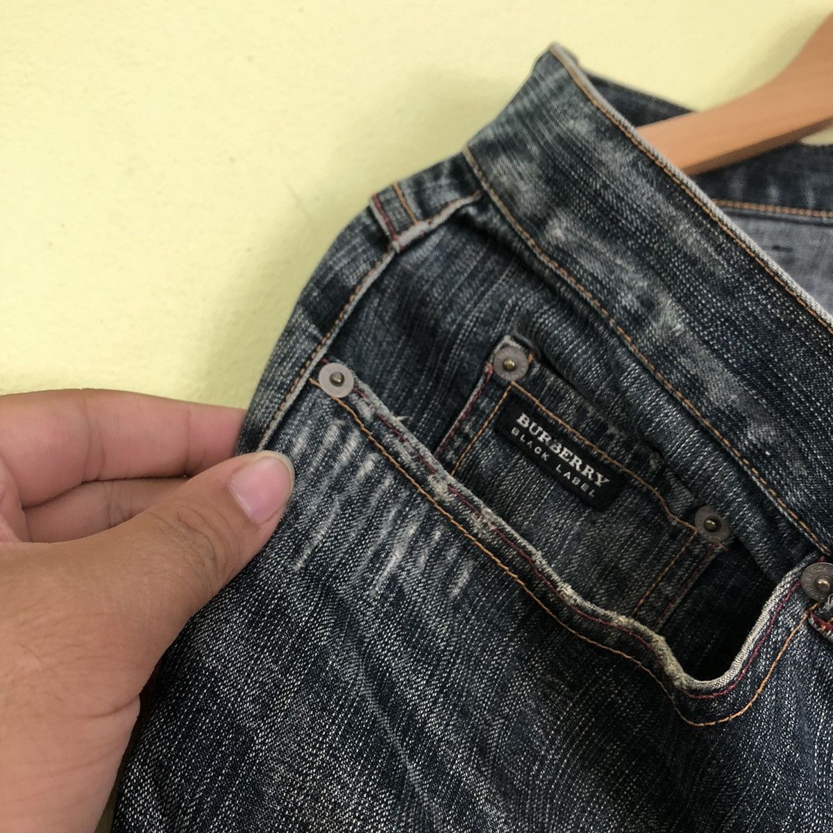 Distressed Burberry Black Label Nova Check Design Pocket