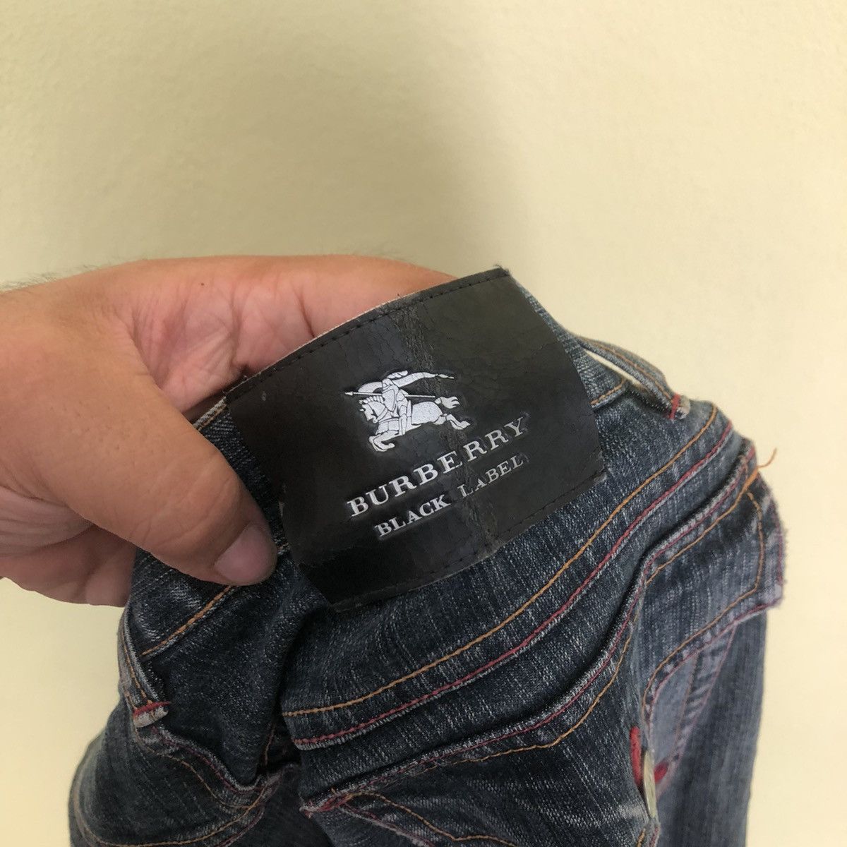 Distressed Burberry Black Label Nova Check Design Pocket